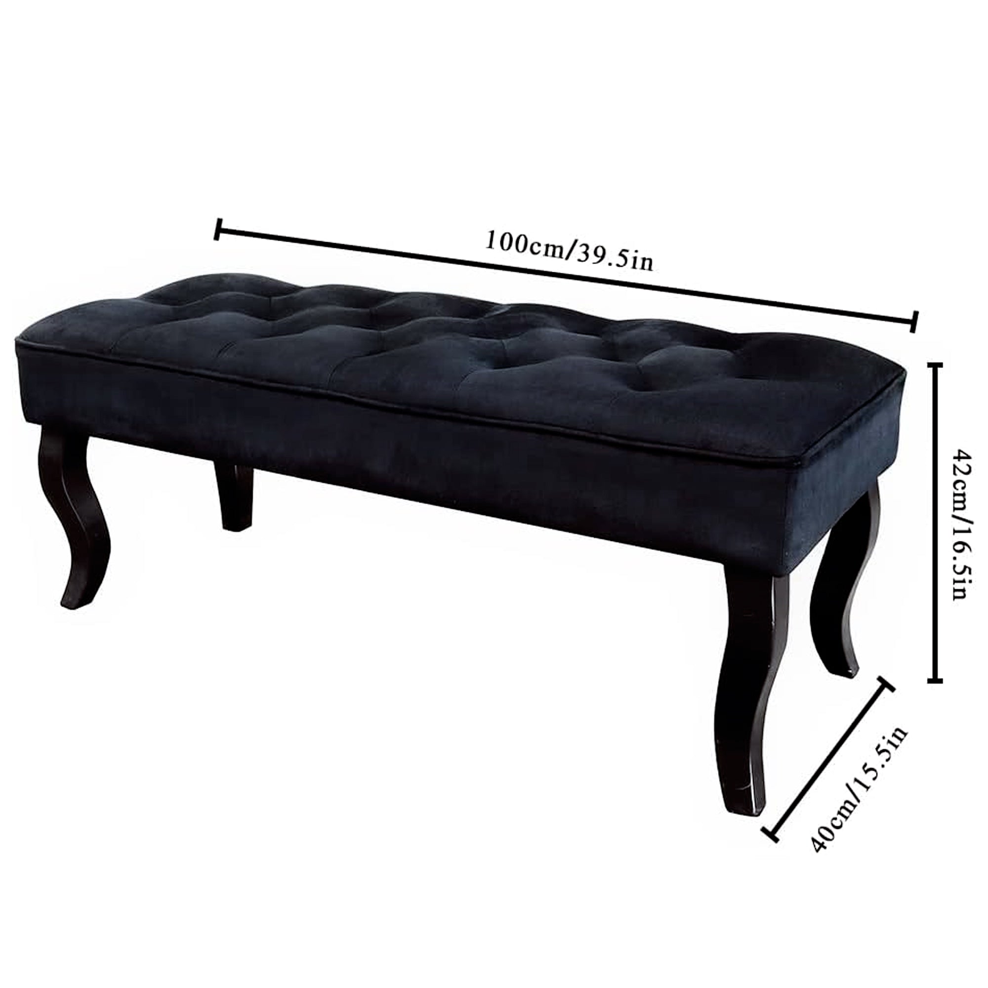 16.5" Tall Dutch Velvet Ottoman Bench-3