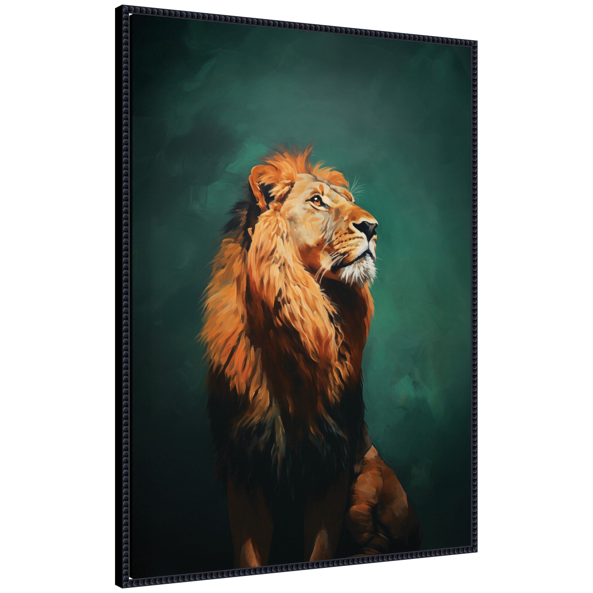 Twilight Turquoise Jade Lion by The Creative Bunch Studio Framed Canvas Wall Art Print