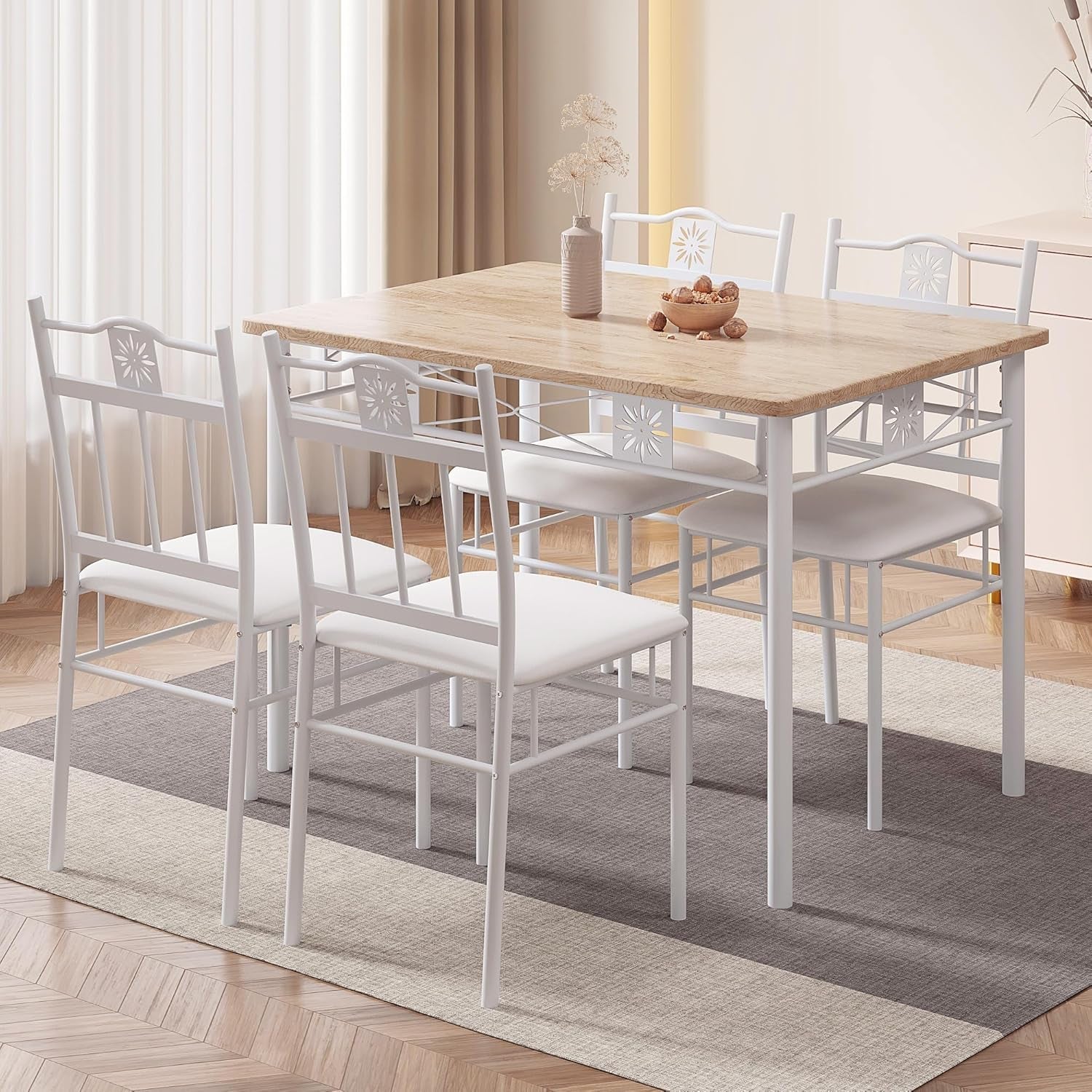 5 Piece Deluxe Dining Room Table Set Elite Edition For Four Chairs