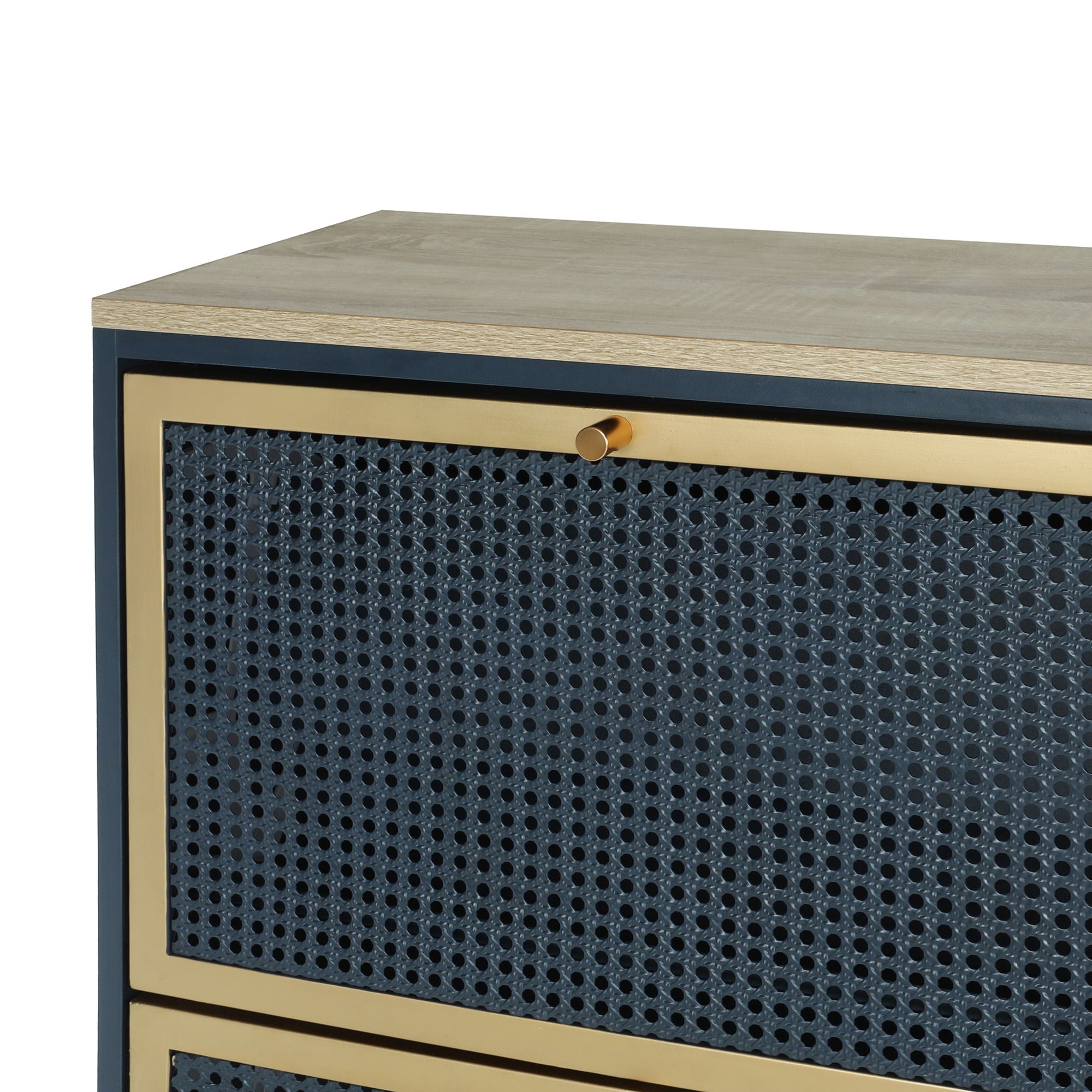 Modern Rattan 3 Door Shoe Rack Cabinet for Entryway