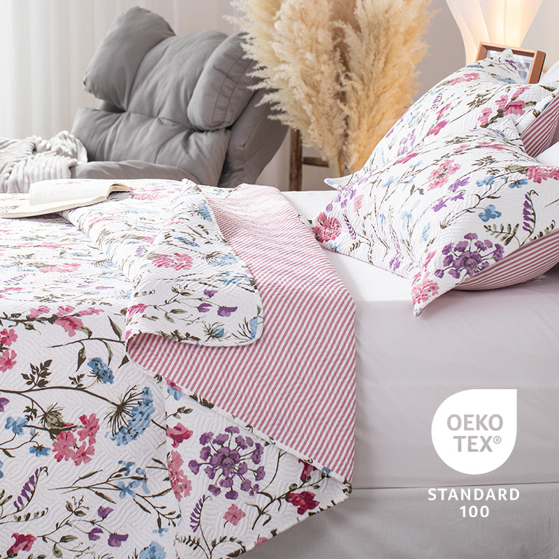 Kasentex Floral Quilt Set - Lightweight & Reversible - Cozy & Stylish Bedding - Machine Washable, Room Decor, Graduation Gifts