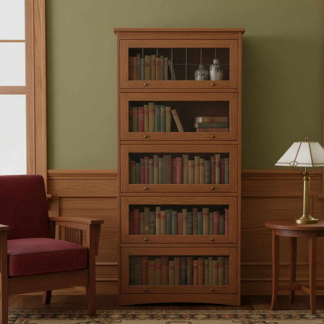 Mission Craftsman Style Oak Barrister Bookcase - 5 Stack