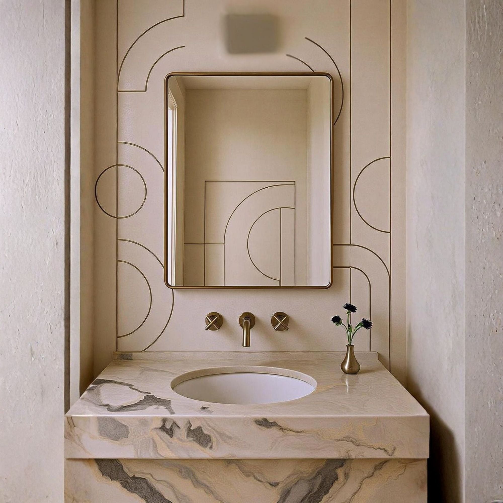 Rectangle Soft Detailed Wall Mirror - Elegant Decorative Mirror | Alpken