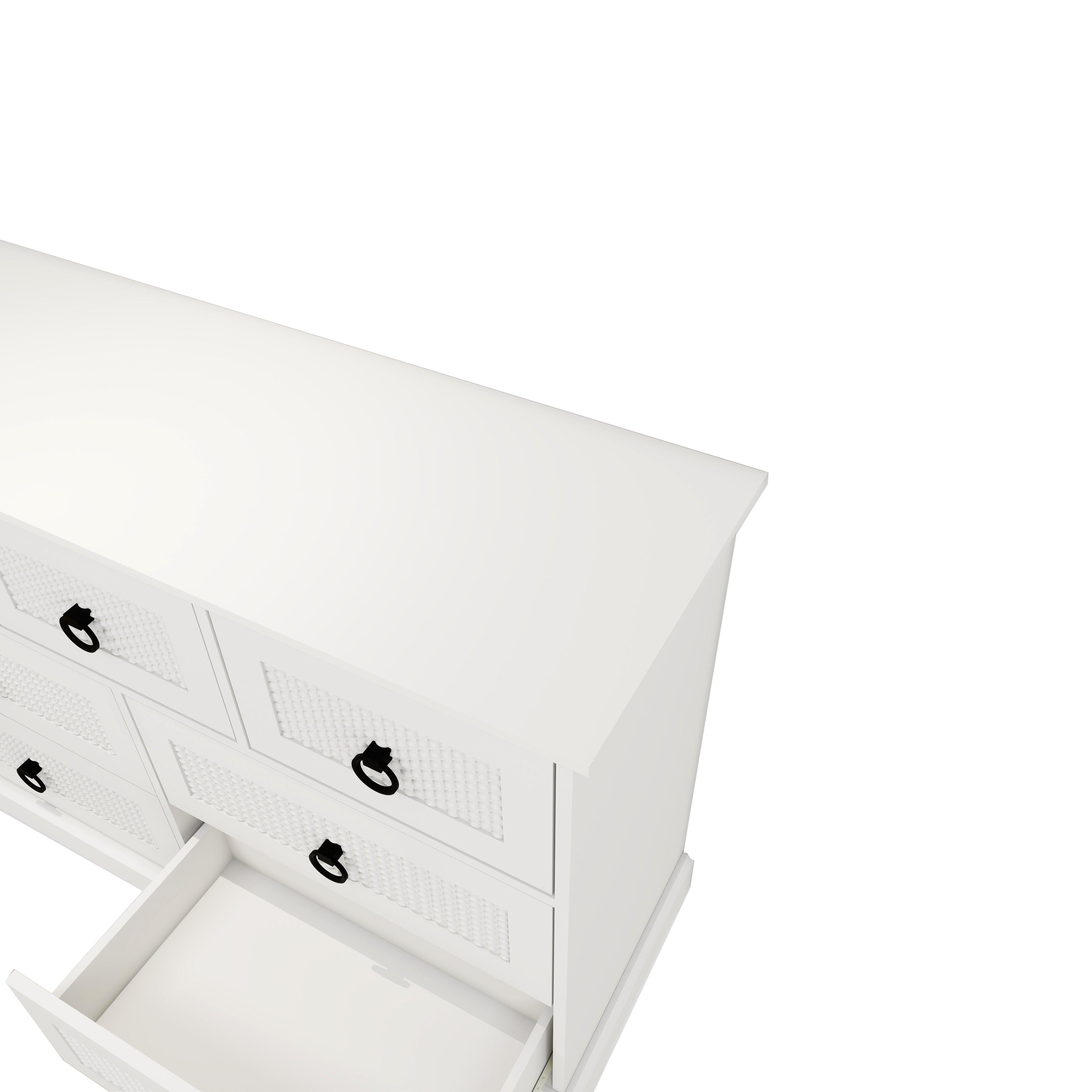 Modern 7-Drawer Dresser – 47" Wide Farmhouse Chest for Bedroom, Living Room, Entryway – White Tall Storage Cabinet - PRHOMZ