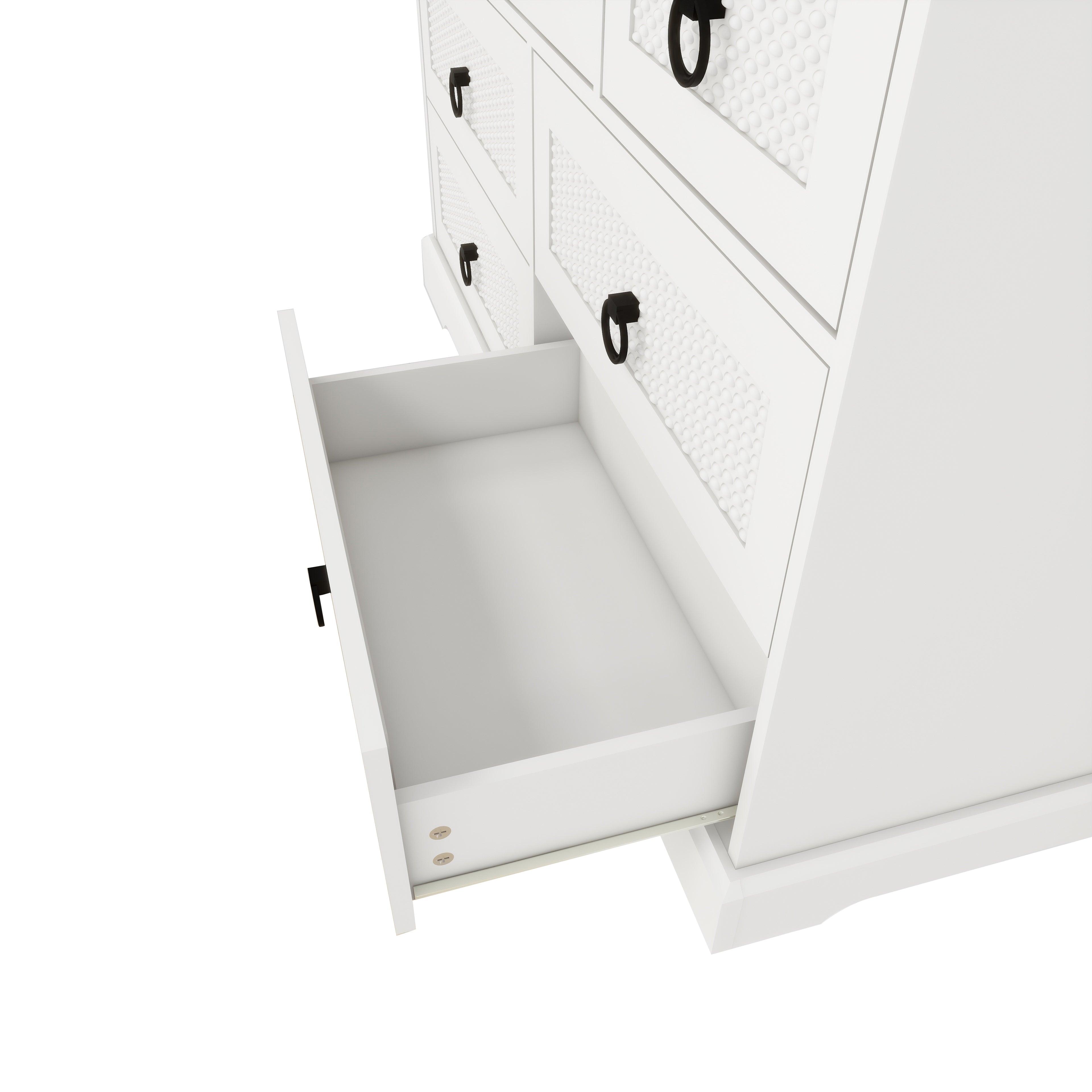 Modern 7-Drawer Dresser – 47" Wide Farmhouse Chest for Bedroom, Living Room, Entryway – White Tall Storage Cabinet - PRHOMZ