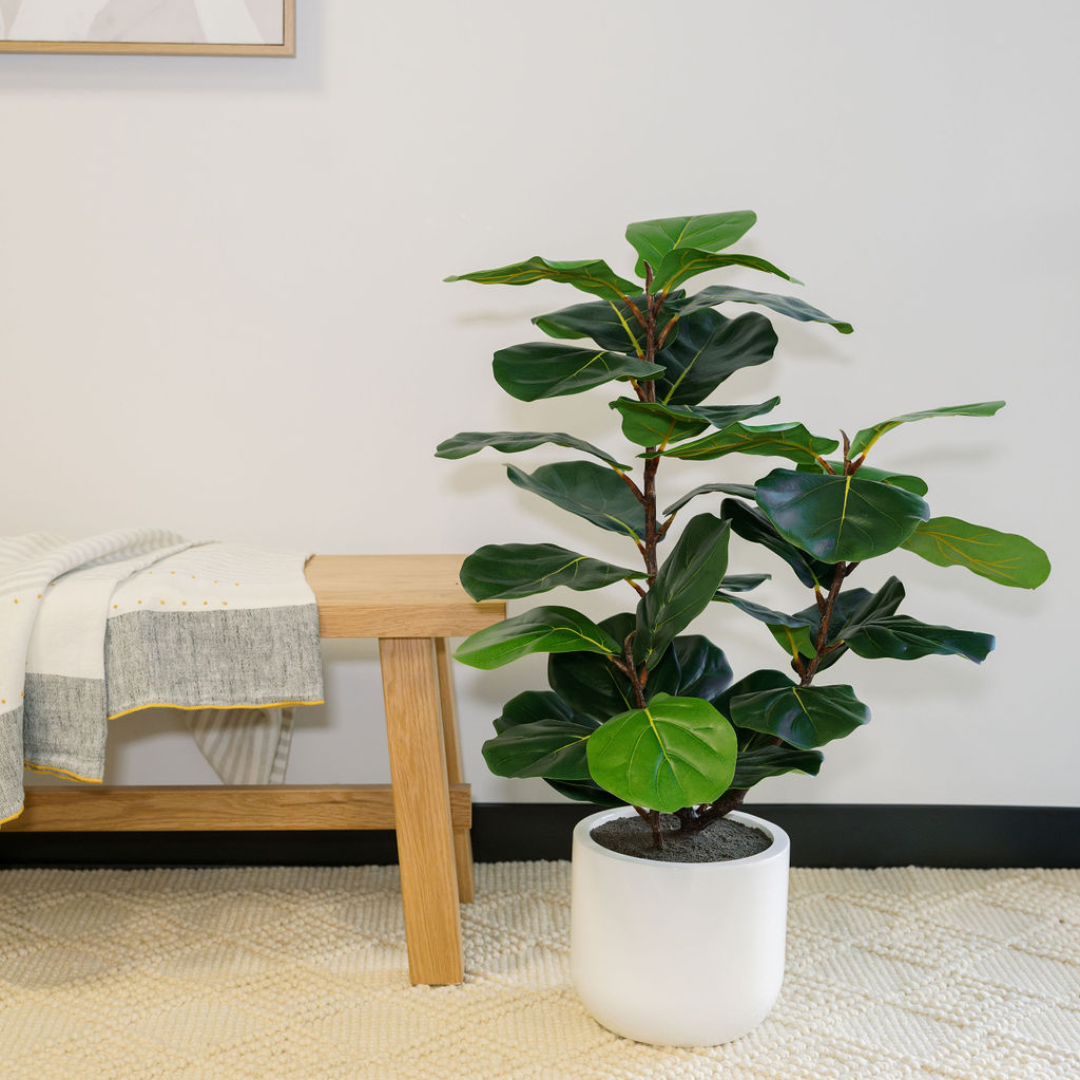 Faux Potted Fiddle Leaf Fig Tree, 3ft-3