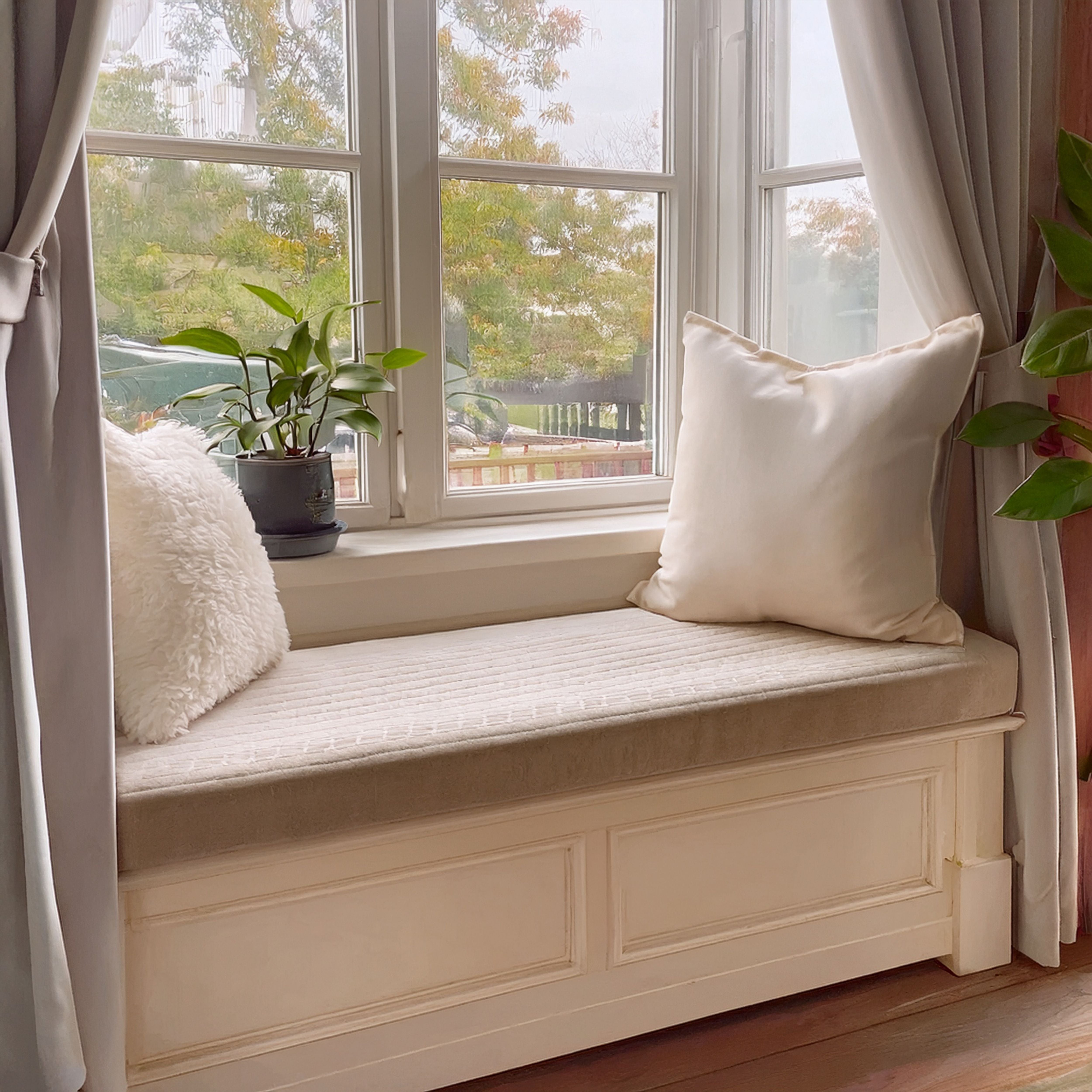 Custom 6 Inch (15cm) Rectangular Foam Bench, Seat & Sofa Cushions | Made to Measure in Cotton Velvet, Linen or Organic Cotton for Indoor & Outdoor Furniture-2