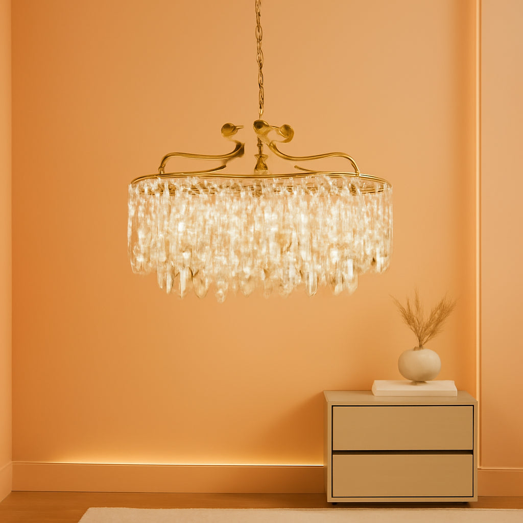 Elegant Gold Crystal Chandelier 24 Inch Illumination-0