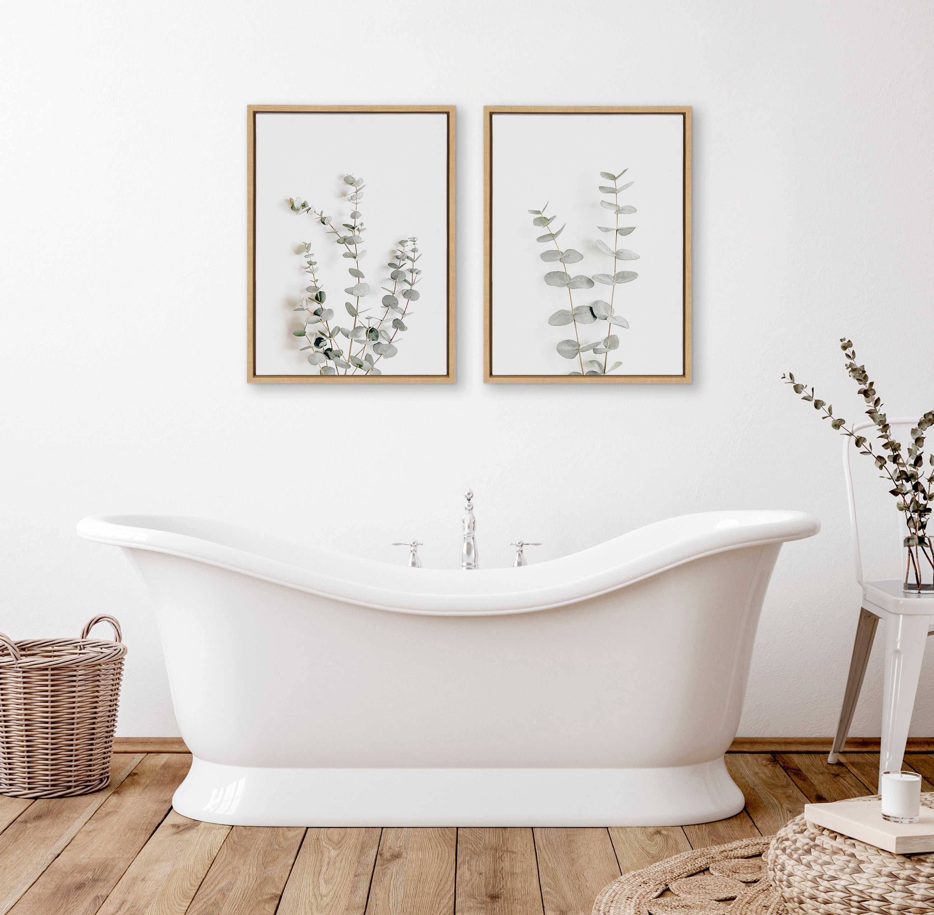 Sylvie Neutral Botanical Print No 3 and 4 Framed Canvas by The Creative Bunch Studio