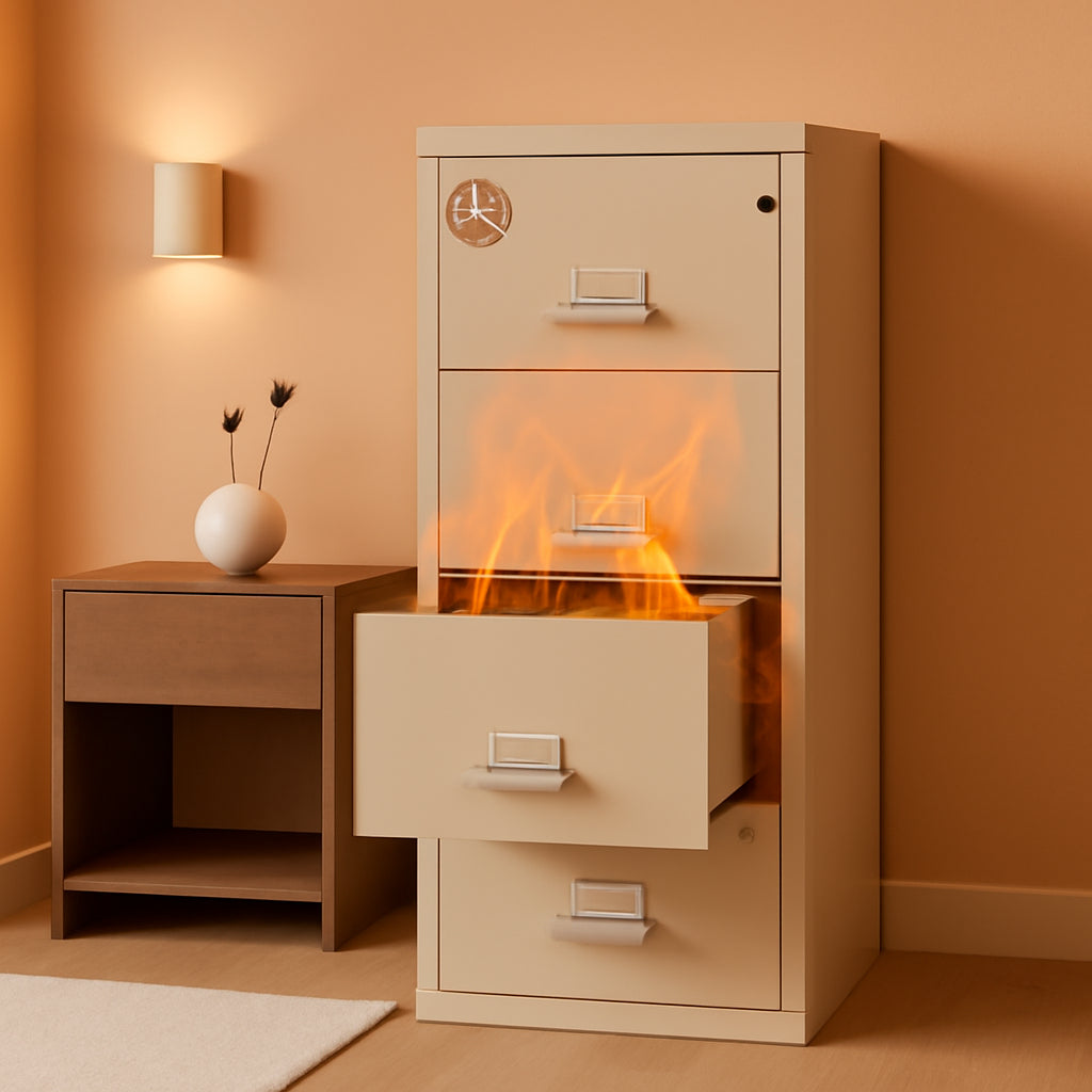 Vertical 4 Drawer Fire Rated File Cabinet Parchment Key Lock