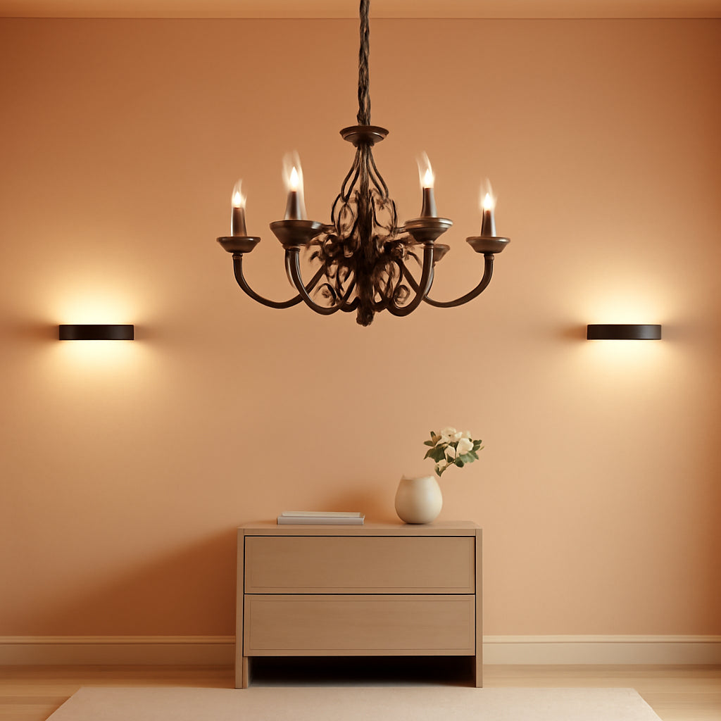 Six Light Matte Black Farmhouse Ceiling Chandelier Fixture