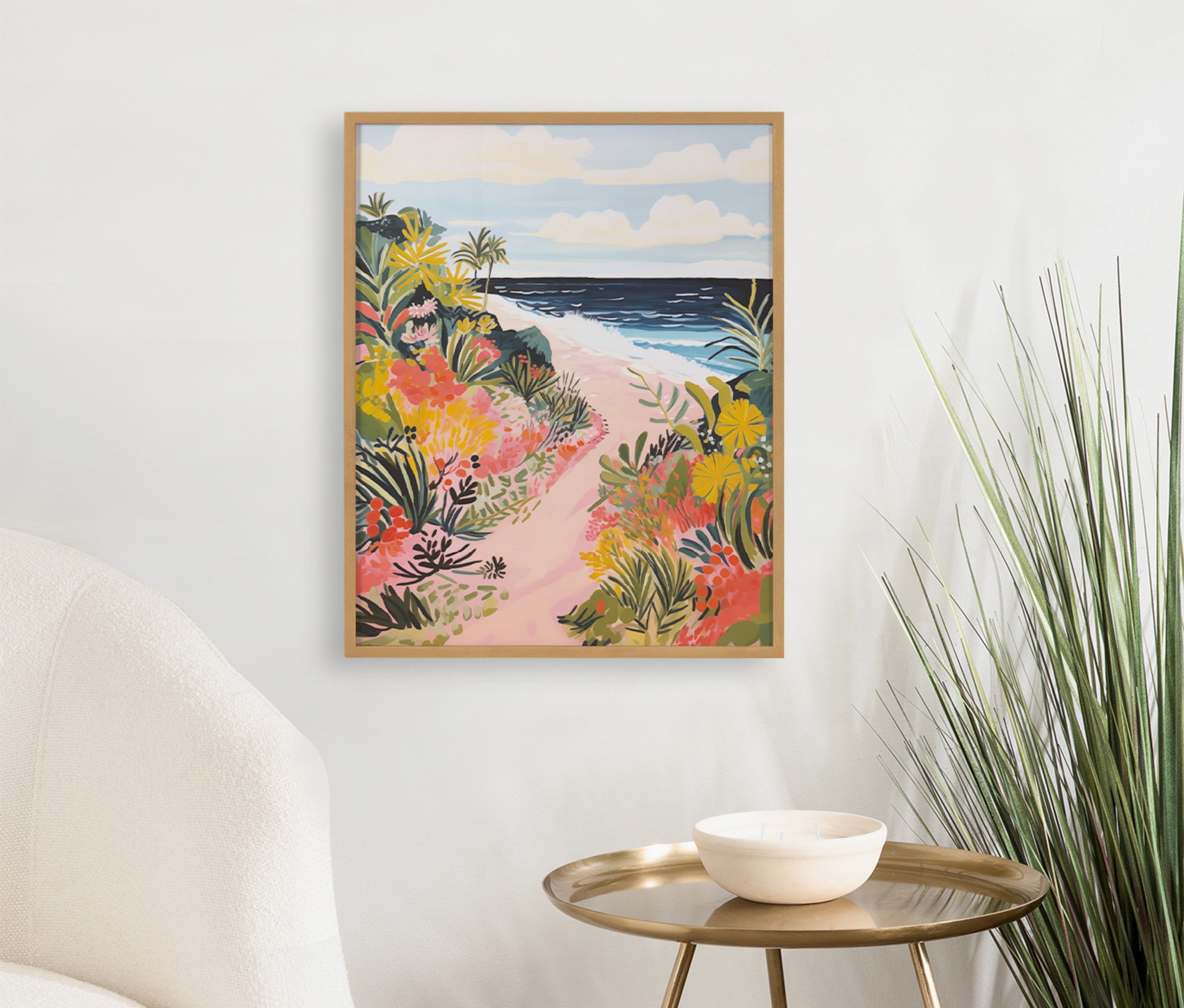 Gallery Tropical Bright Ocean Path Landscape Print by The Creative Bunch Studio