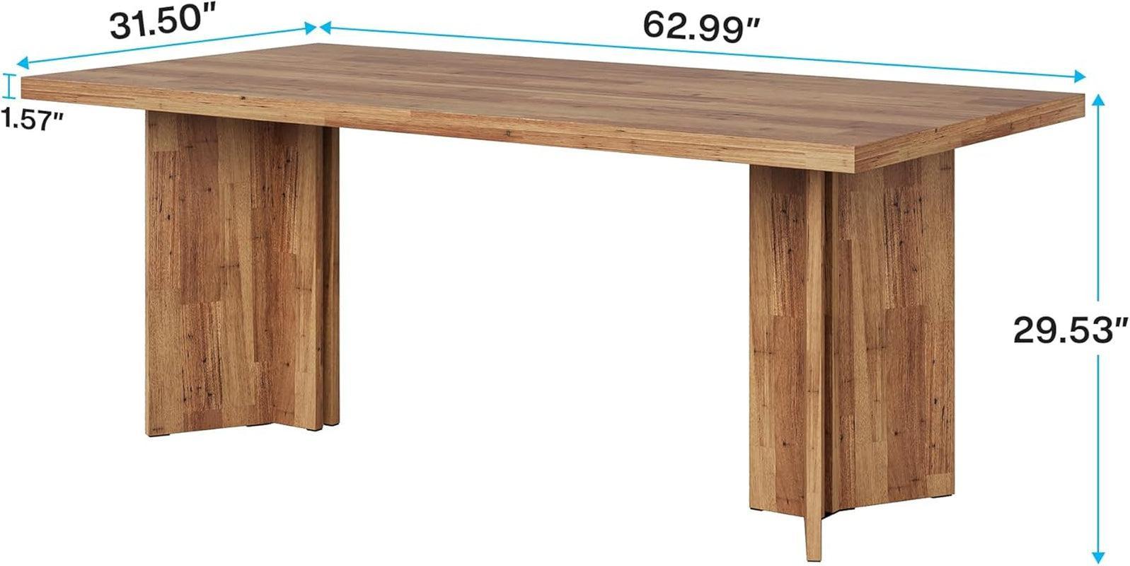63 Inch Walnut Farmhouse Dining Table Seats Four To Six