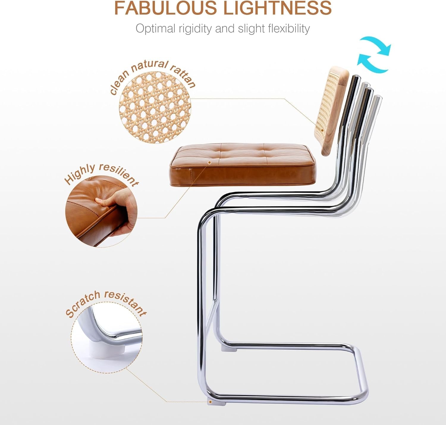 Modern Rattan Bar Stools Set of Two for Kitchens