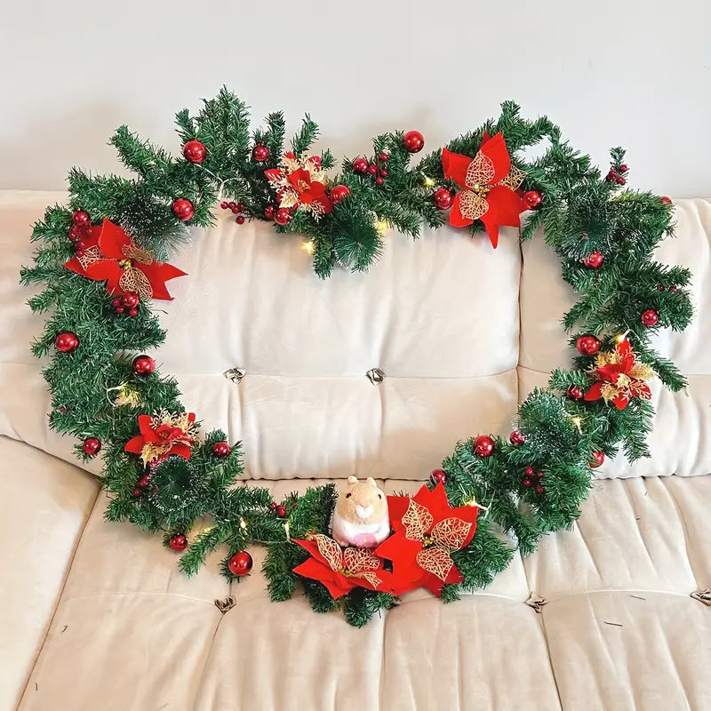 Enchanted Glow: Battery-Powered Artificial Christmas Garland Lights-4