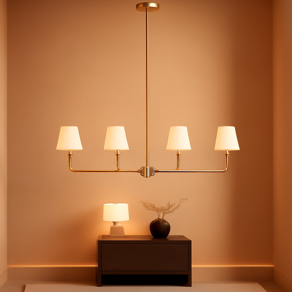 Brushed Gold 4 Lighting Chandelier Height Adjustable-0