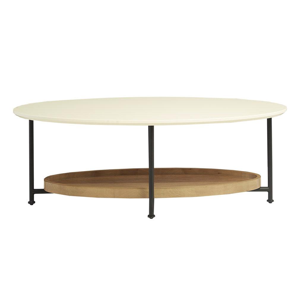 Monte Oval White/Natural Coffee Table - PRHOMZ
