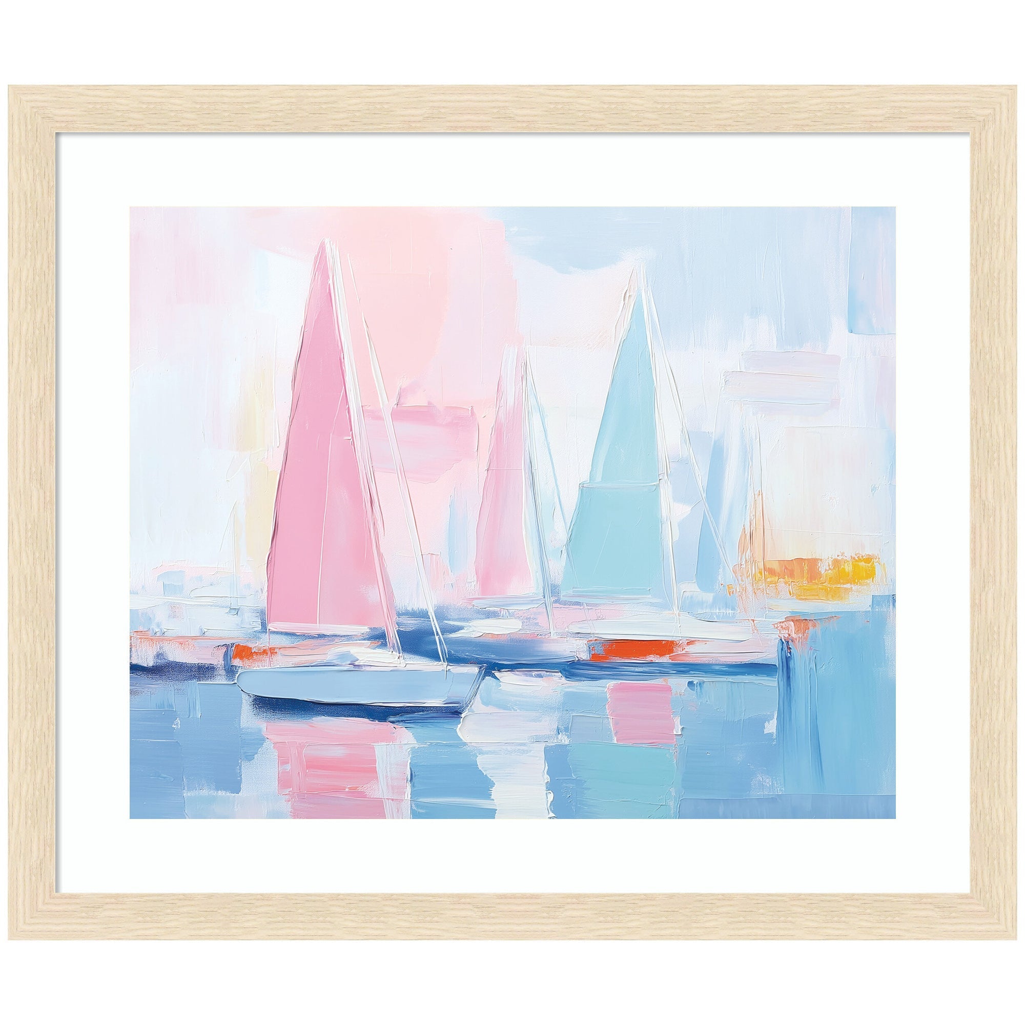 Framed Art Abstract Sailboat Harbor Landscape by The Creative Bunch Studio