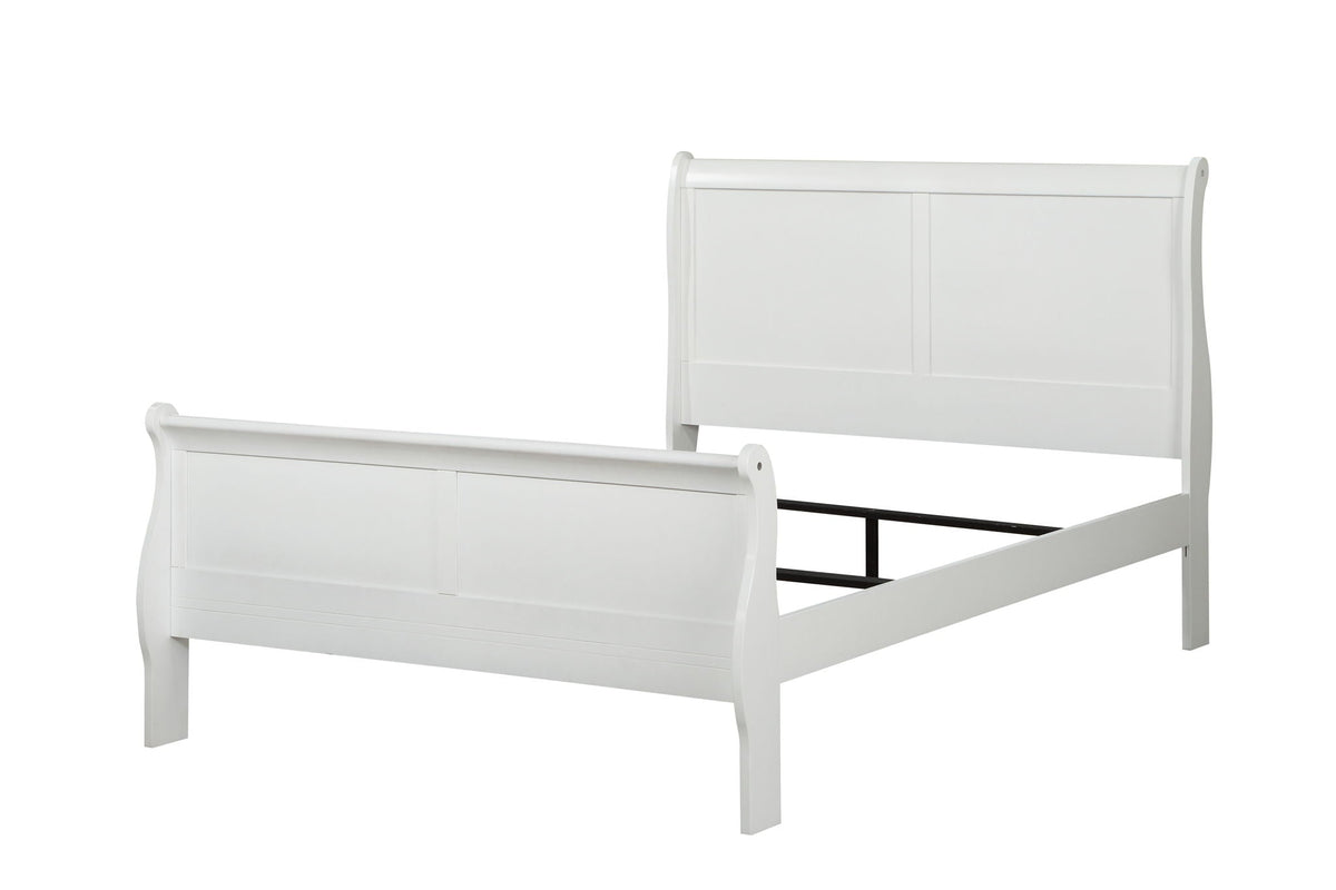 Louis Philippe Sleigh Style Bed with Classic Wood Construction - Multiple Colors