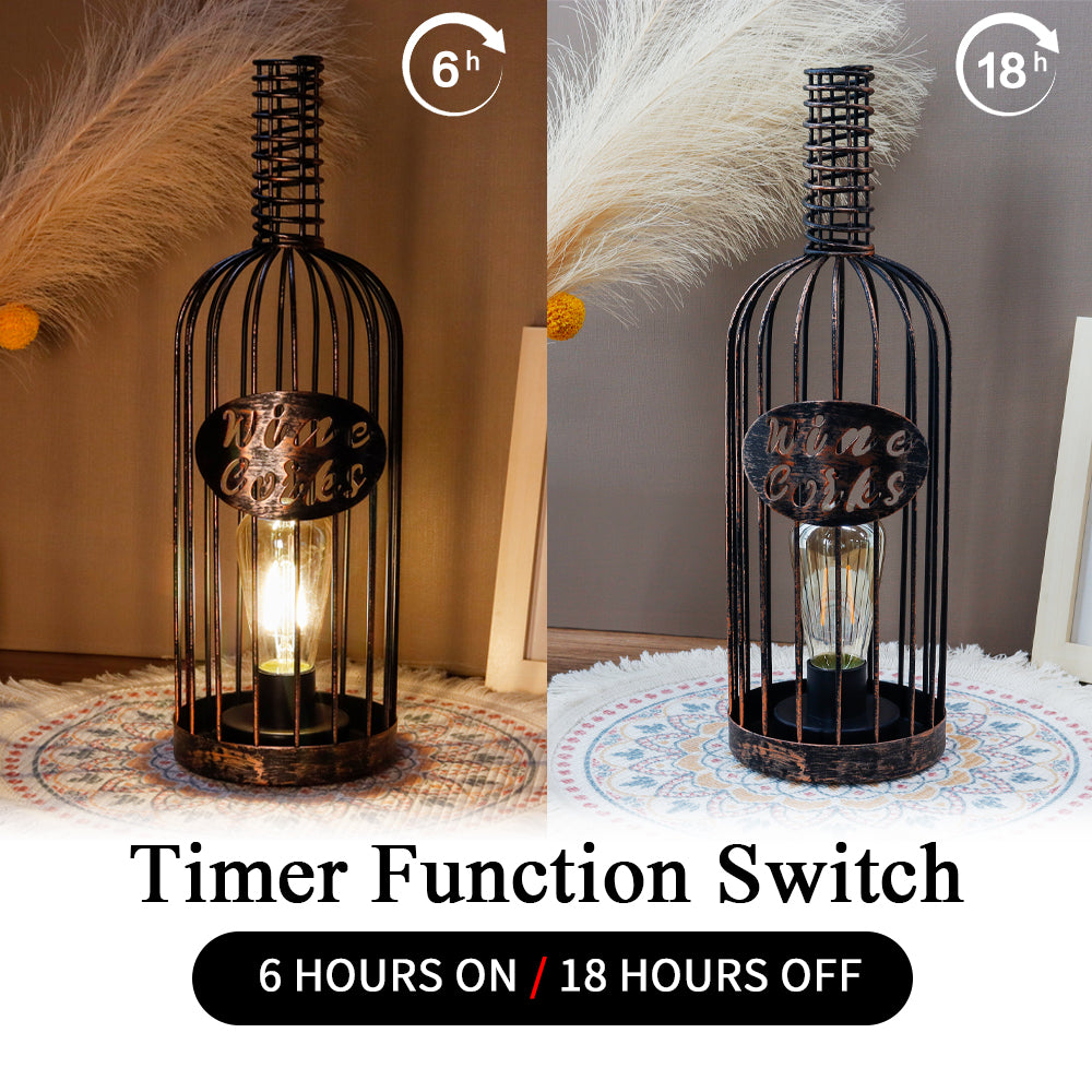 13.5"H Cordless Metal Wine Cork Bottle Lamp-3