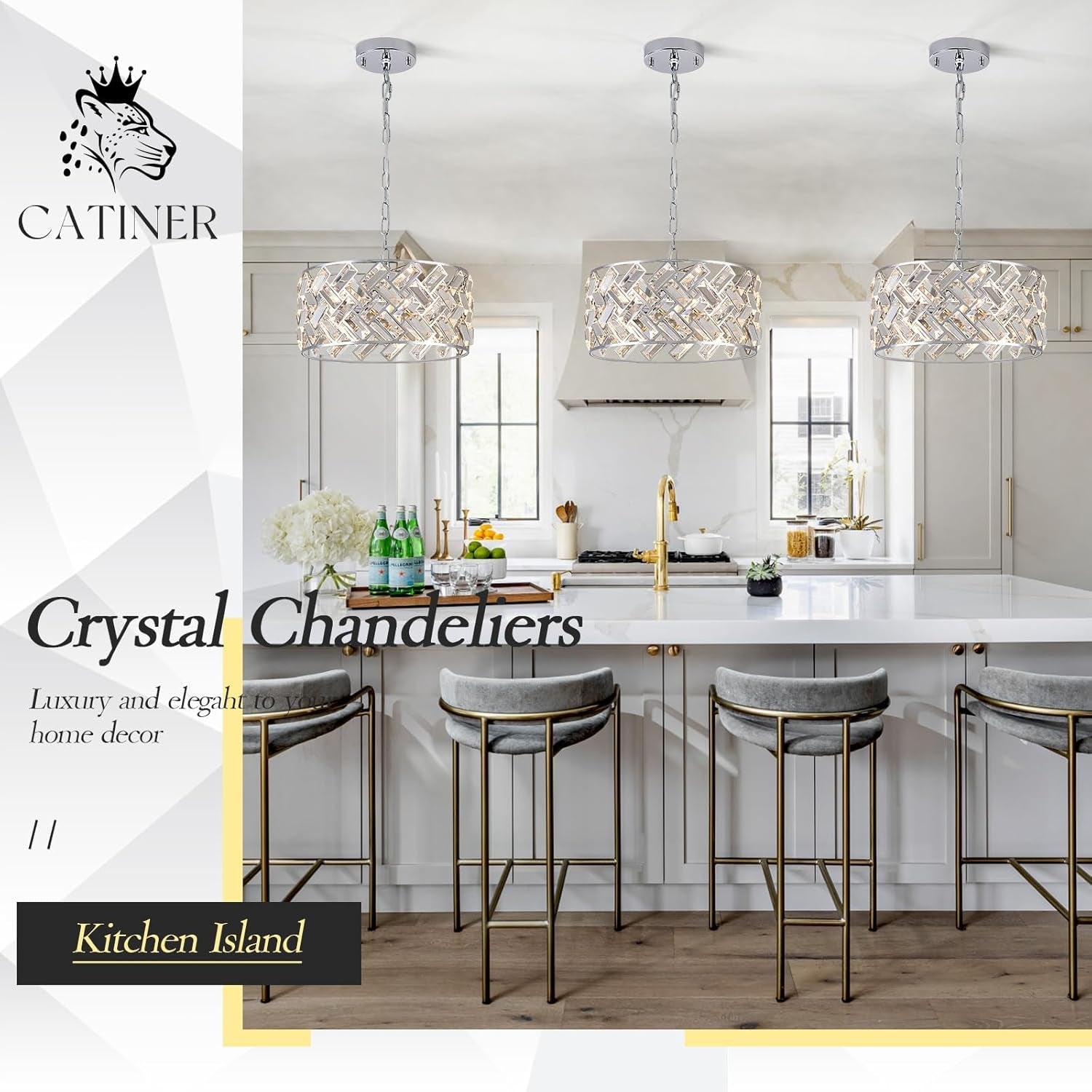 Chrome Crystal Chandelier 12 Inch Light Semi Flush-4