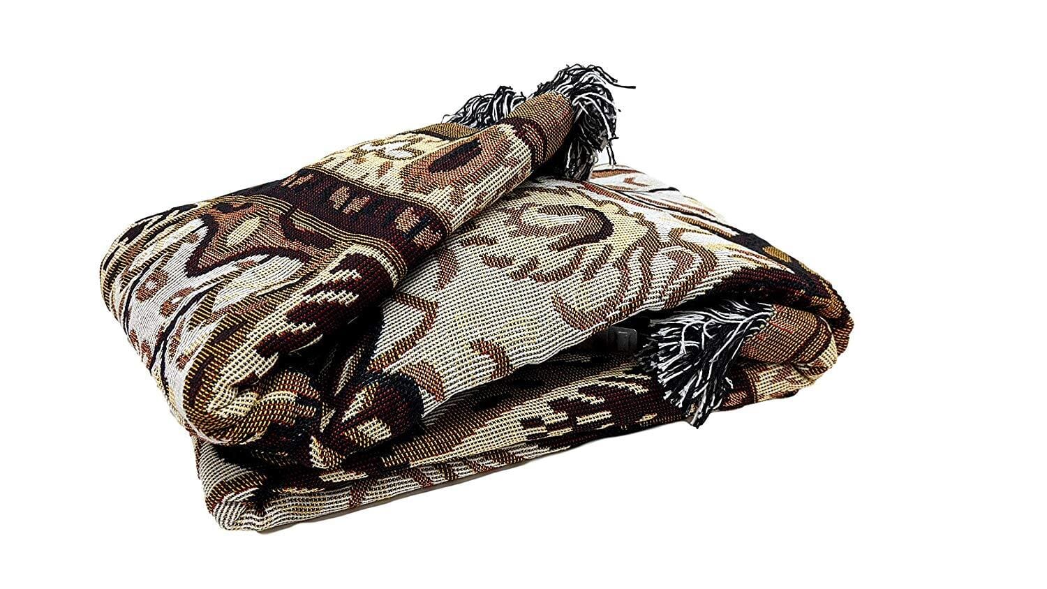 DaDa Bedding Elegant Tapestry Throw Blanket, Golden Persian Style Rug Ornate Floral - 50” x 60” (7175)