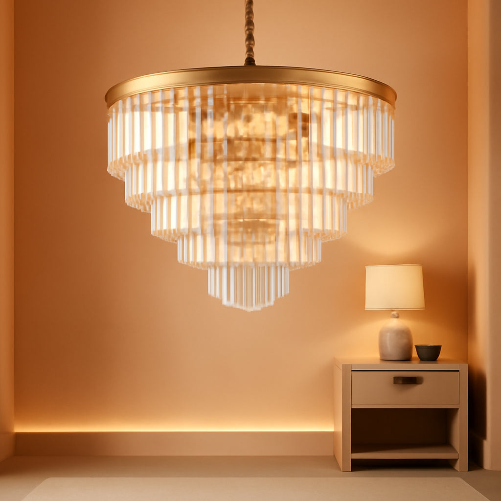 Large Gold Elegant Crystal Chandelier For Hallways-0