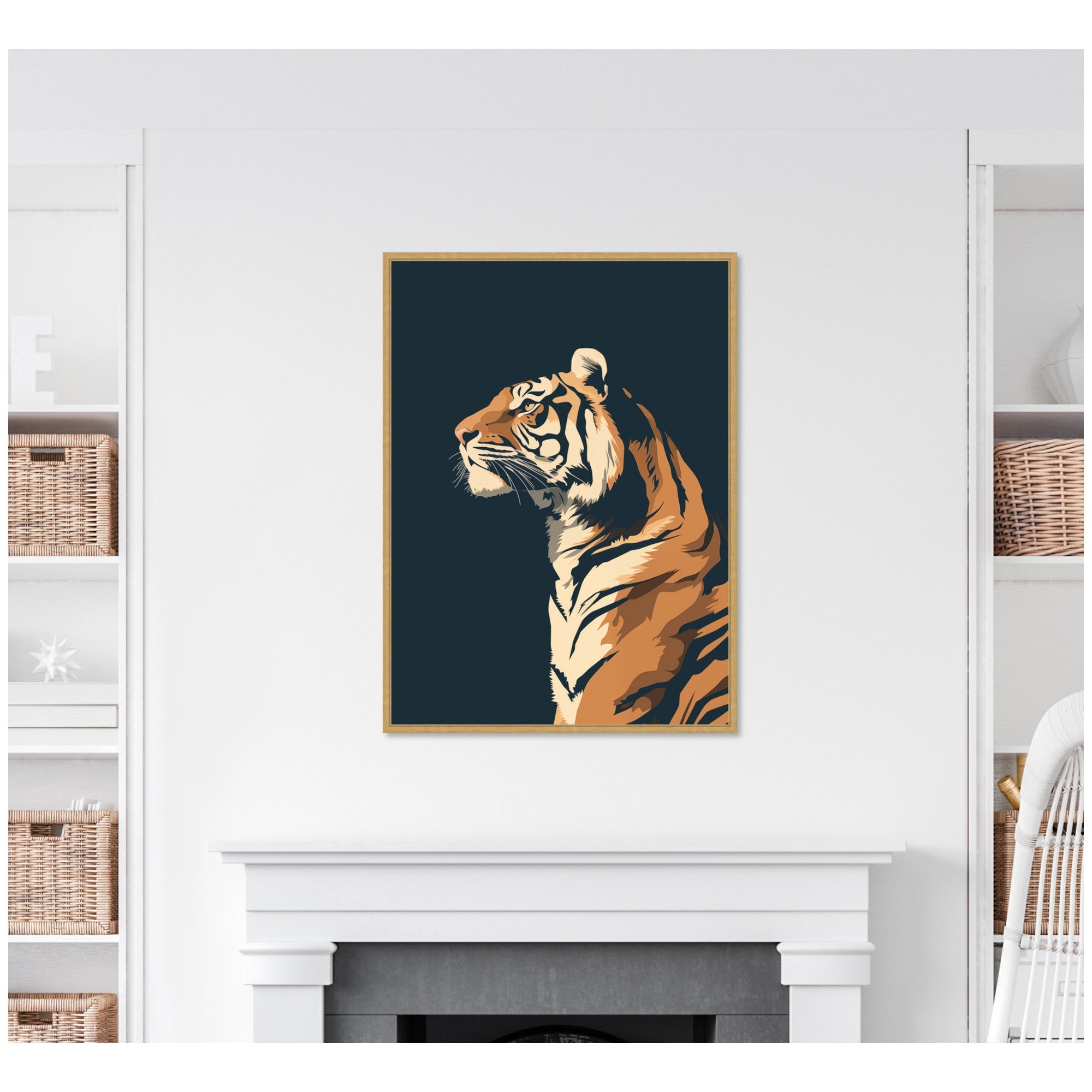 Navy Tiger by The Creative Bunch Studio Framed Canvas Wall Art Print