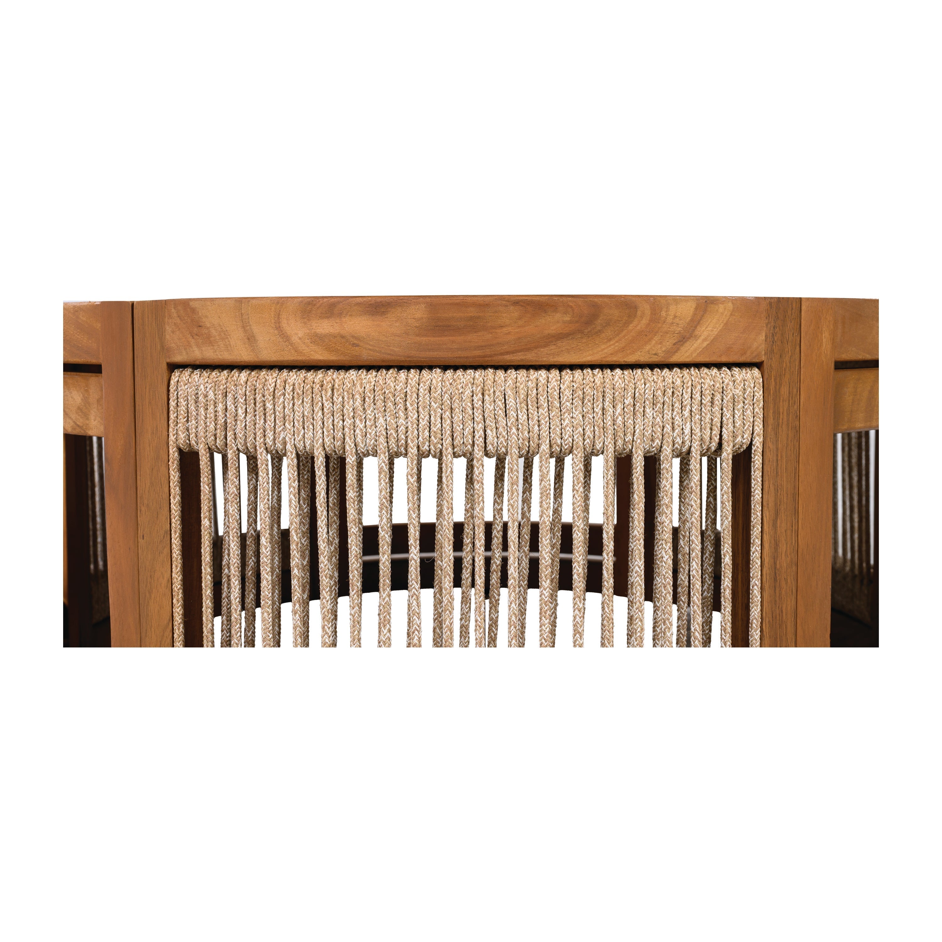 27.95" Acacia Wood Outdoor Coffee Table with Handwoven Rope Accent