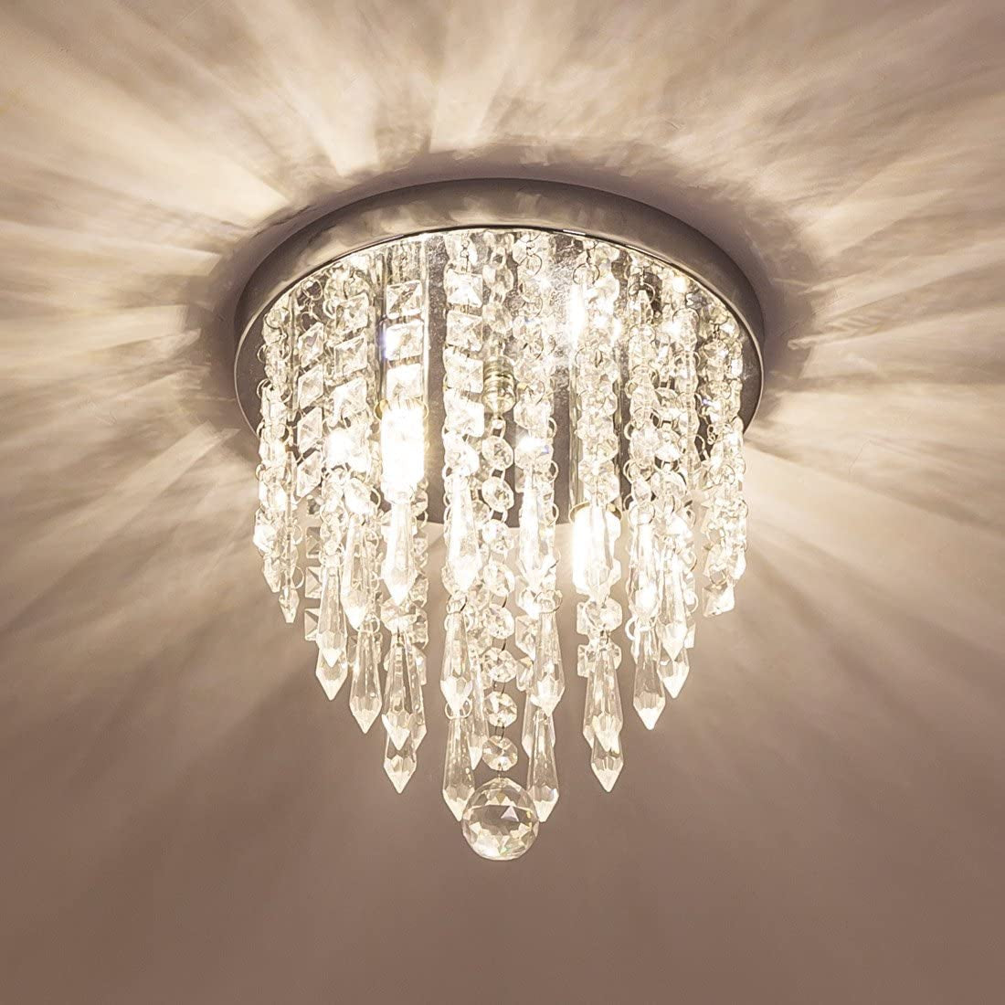 Miniature Crystal Chandelier Flush Mount Ceiling Light-1