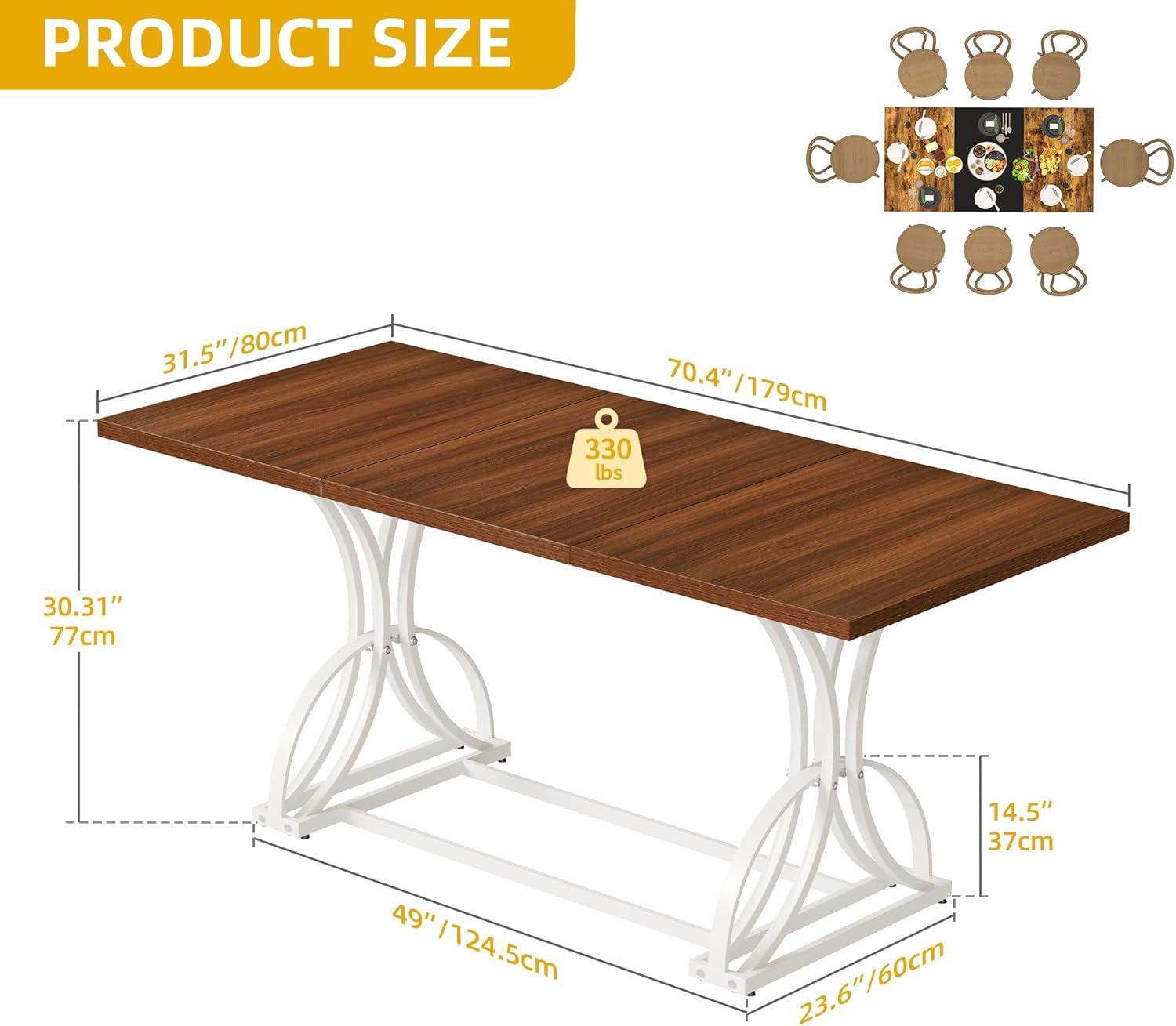 Walnut Rectangular Dining Table With Thick Top Seats 6 8