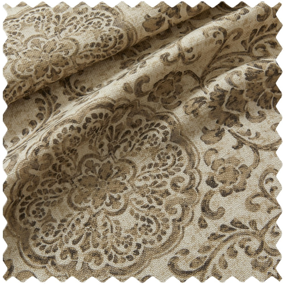 Austin Beige Damask Linen Custom Curtains