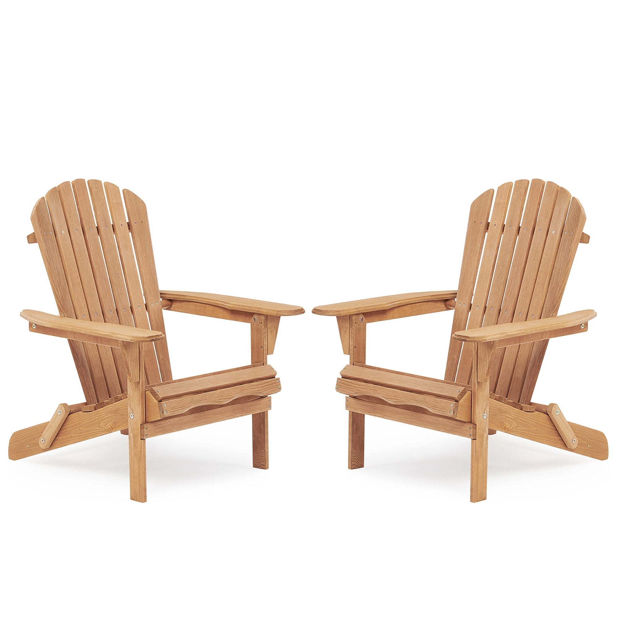 Wooden Outdoor Folding Adirondack Chair Set of 2, Honey Brown