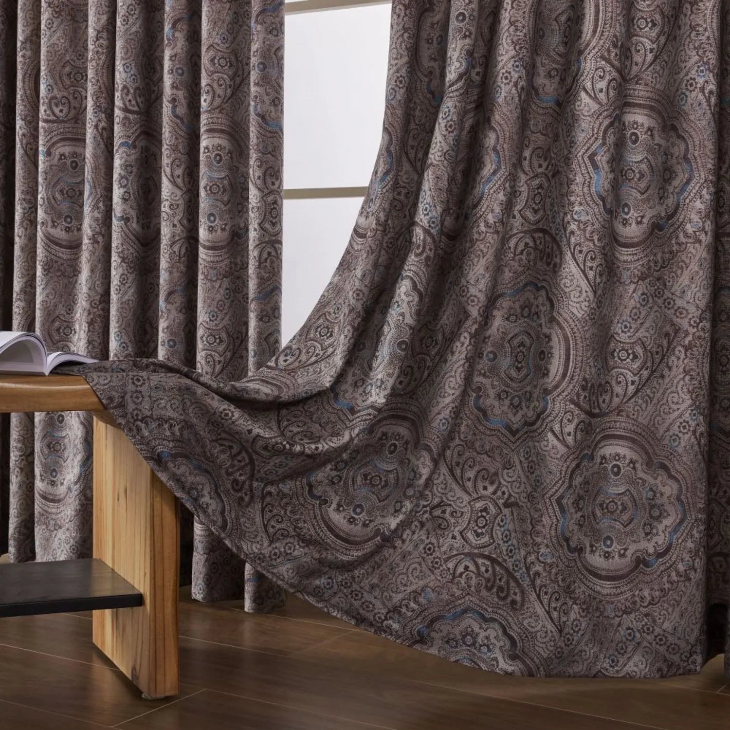 Jules Dark Purple Damask Curtains