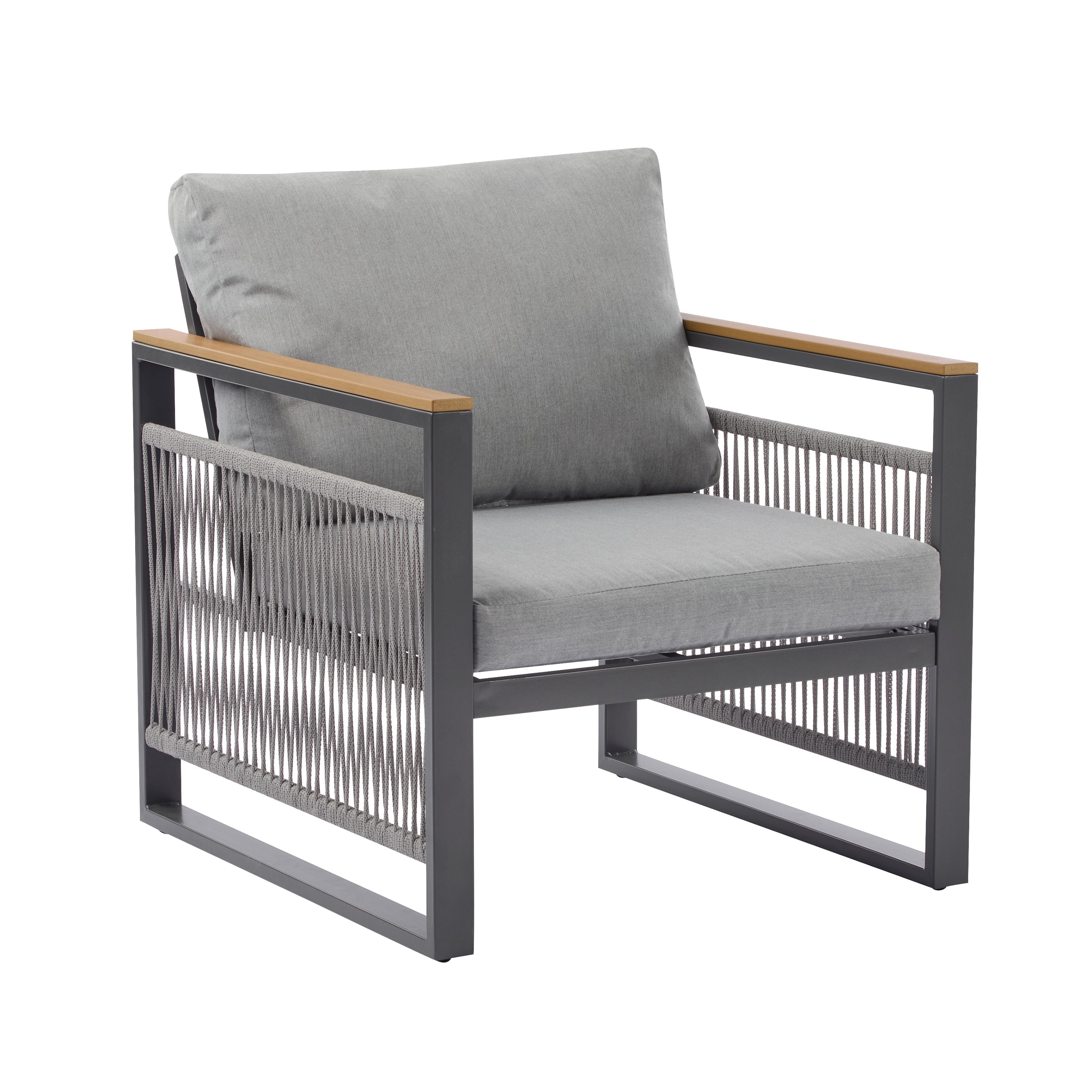 4-Pieces Outdoor Metal Patio Furniture Set with Cushions
