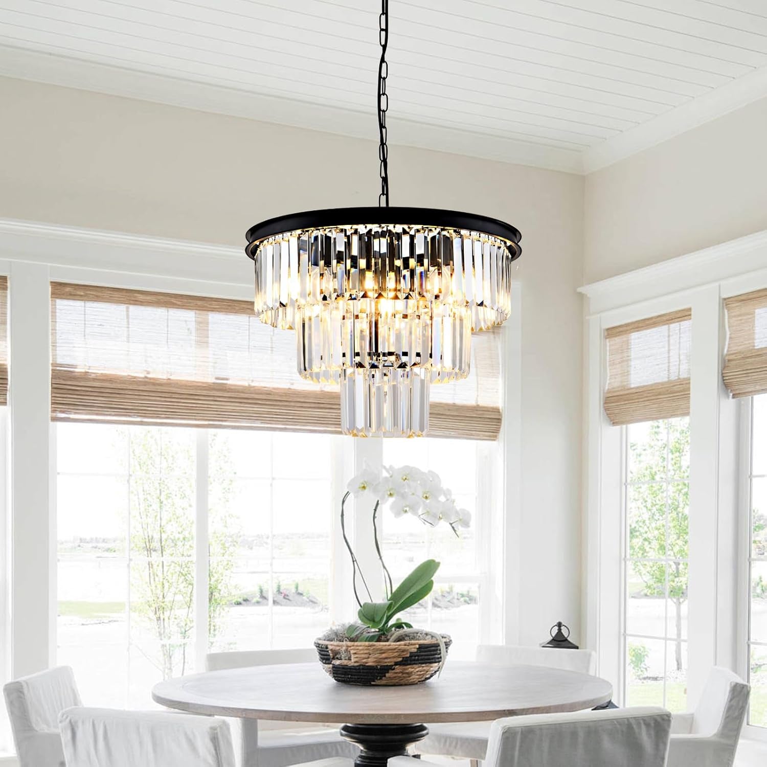 8 Light Black Crystal Chandelier-4