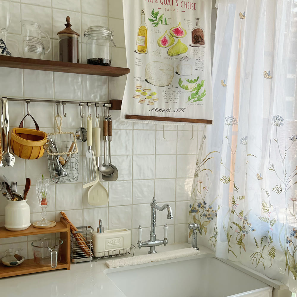 Sunny Floral Embroidered Sheer Curtains