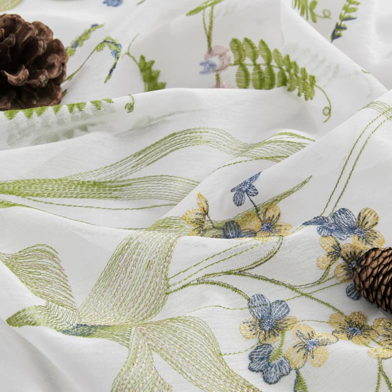 Sunny Floral Embroidered Sheer Curtains