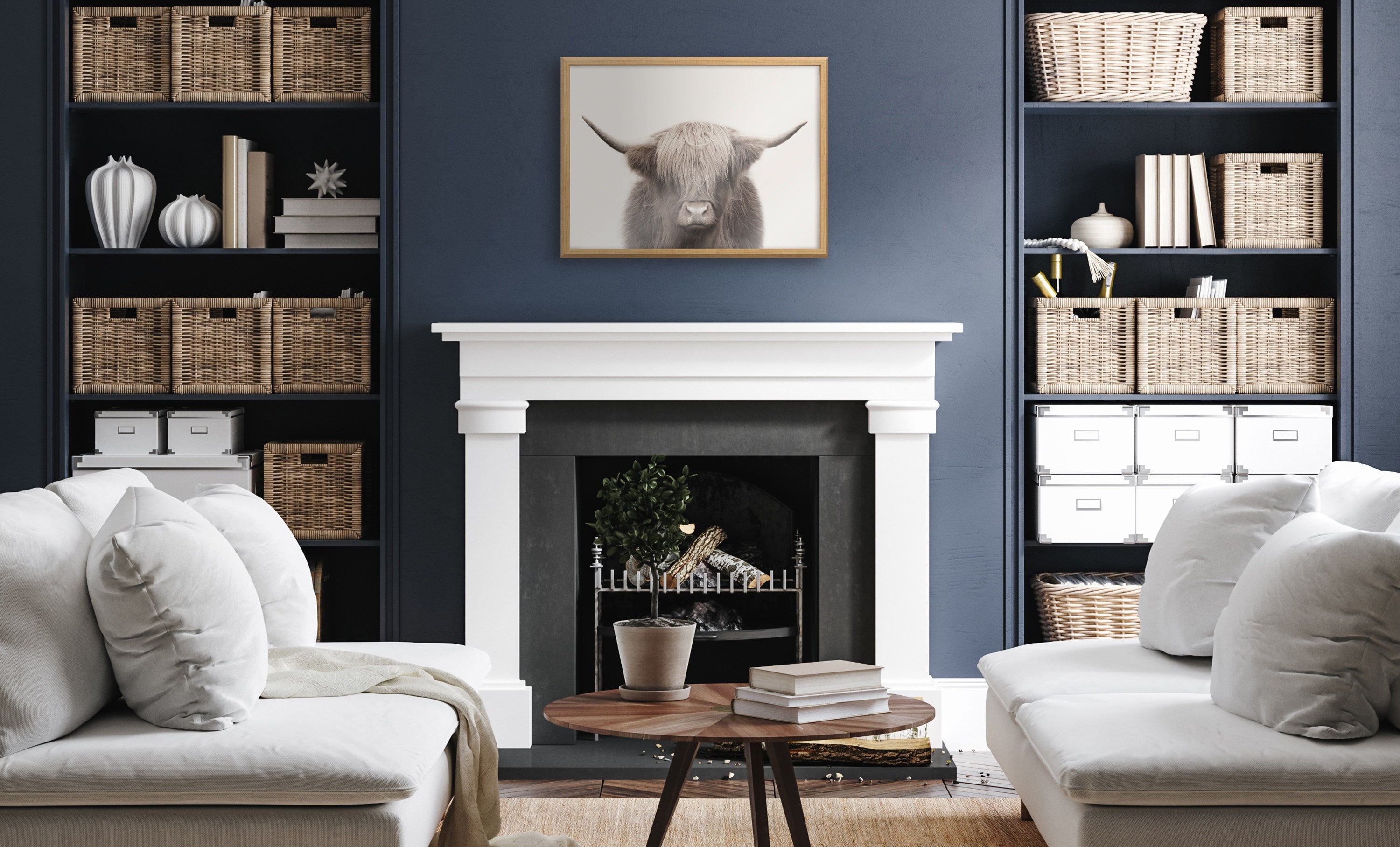 Blake Hey Dude Highland Cow Color Framed Printed Art by The Creative Bunch Studio