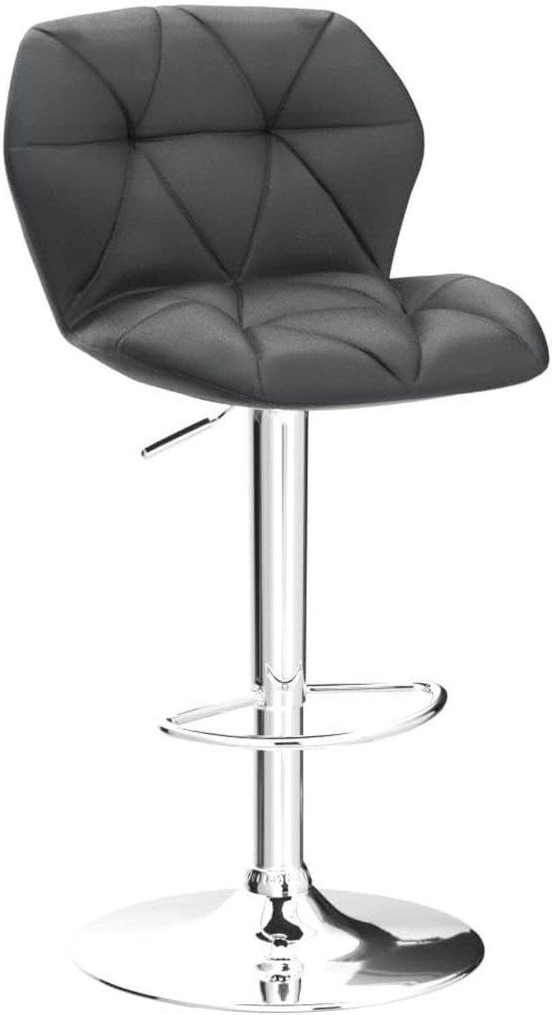 Grey PU Leather Bar Stool Set of 2 Height Adjustable Swivel