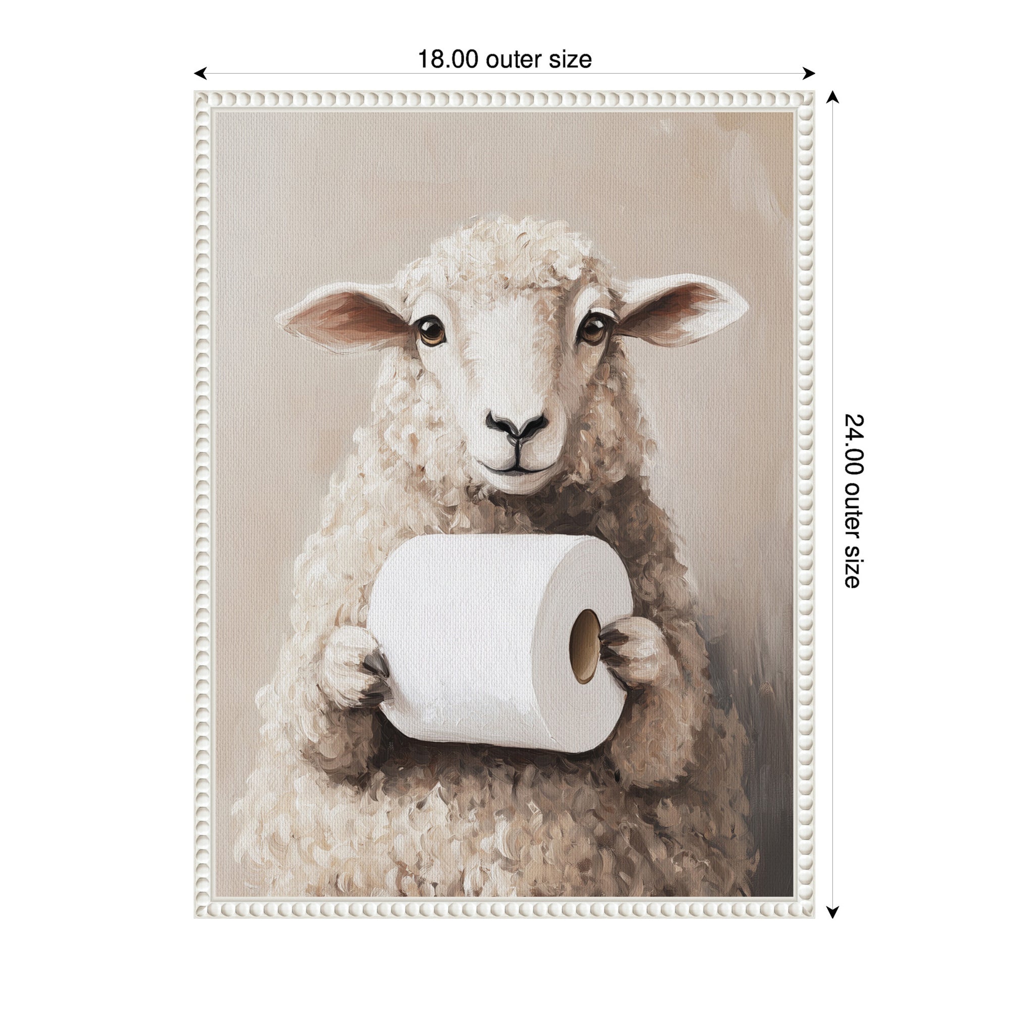 Sylvie Cute Sheep Toilet Paper Roll Toilet Bathroom Art Framed Canvas by The Creative Bunch Studio