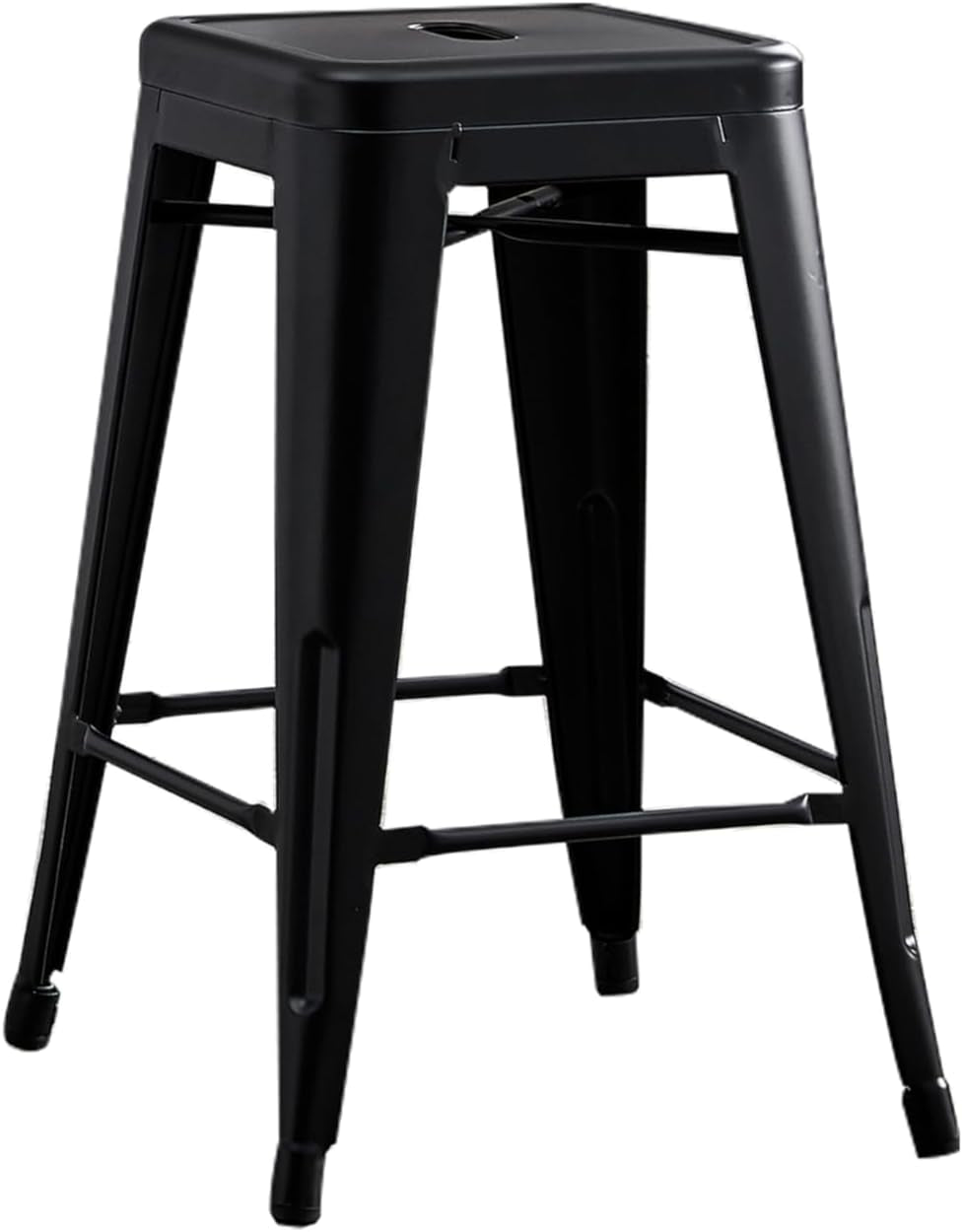 Metal Backless Barstool Set of Two in Matte Black