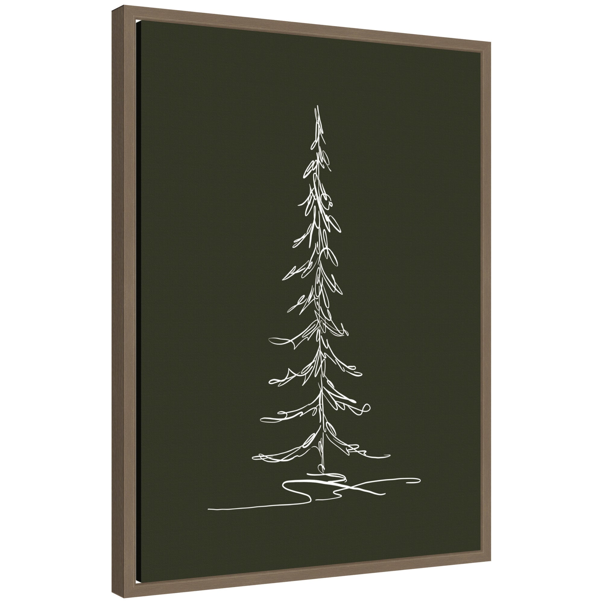 Sylvie Framed Canvas Minimalist Evergreen Trees Sketch 1 Green by The Creative Bunch Studio