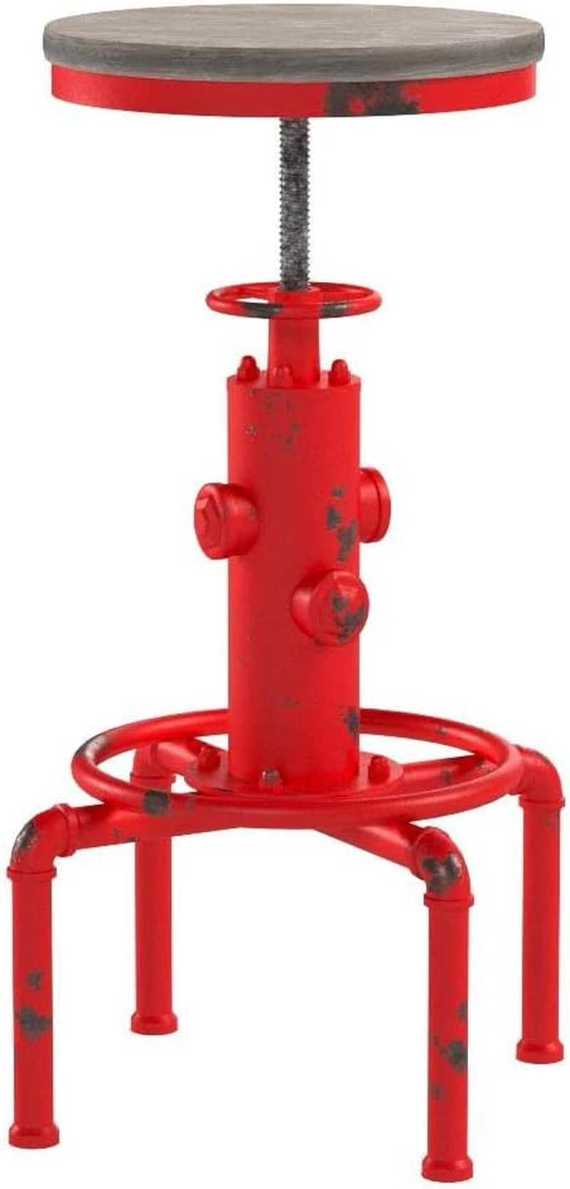 Antique Industrial Barstools Set With Adjustable Wooden Seats