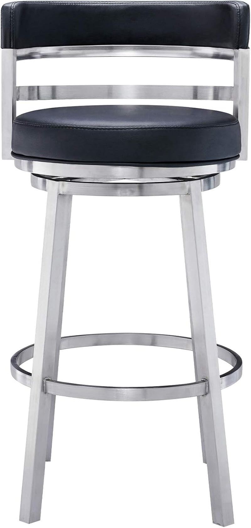 Modern Black Faux Leather Swivel Bar Stool for Kitchen