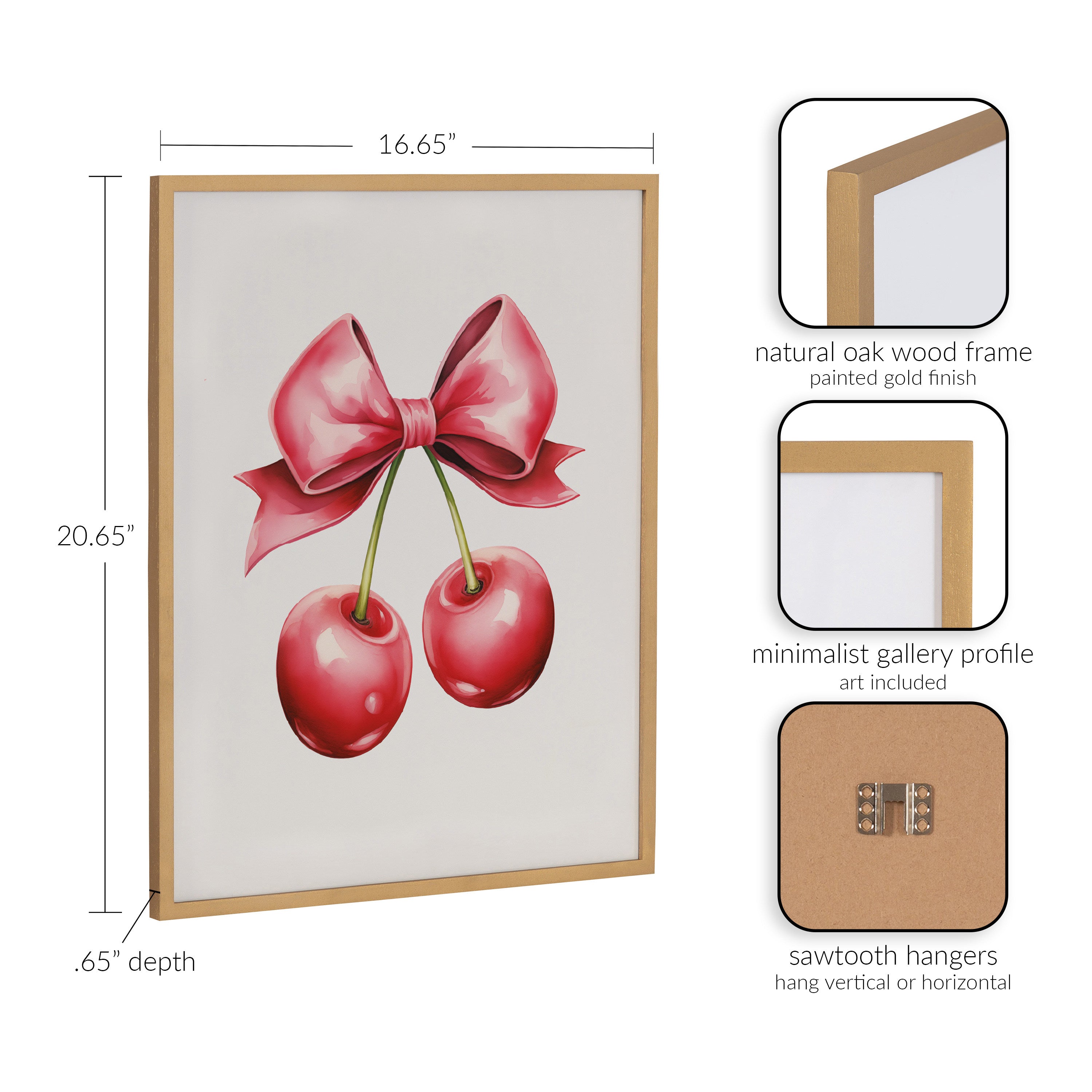 Gallery Coquette Preppy Retro Girly Red Pink Bow Cherries Print by The Creative Bunch Studio