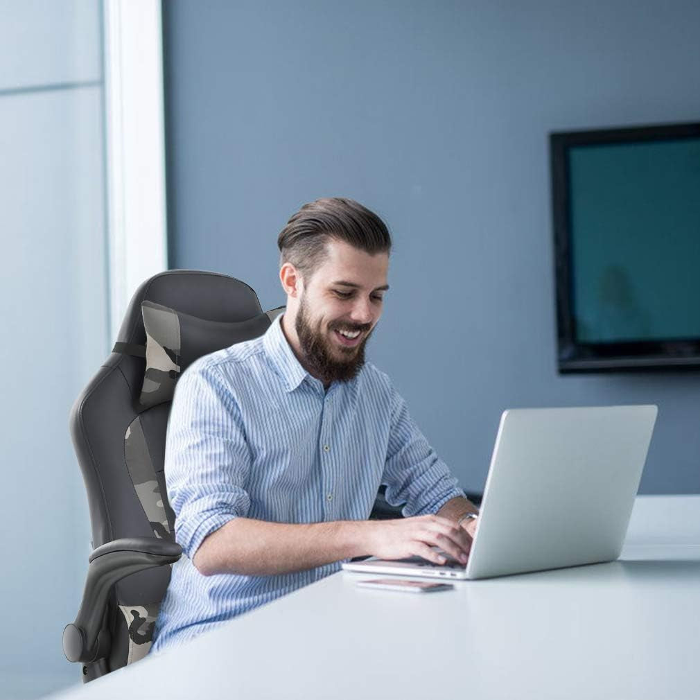 Ergonomic PU Leather Gaming Chair Lumbar Support Camouflage