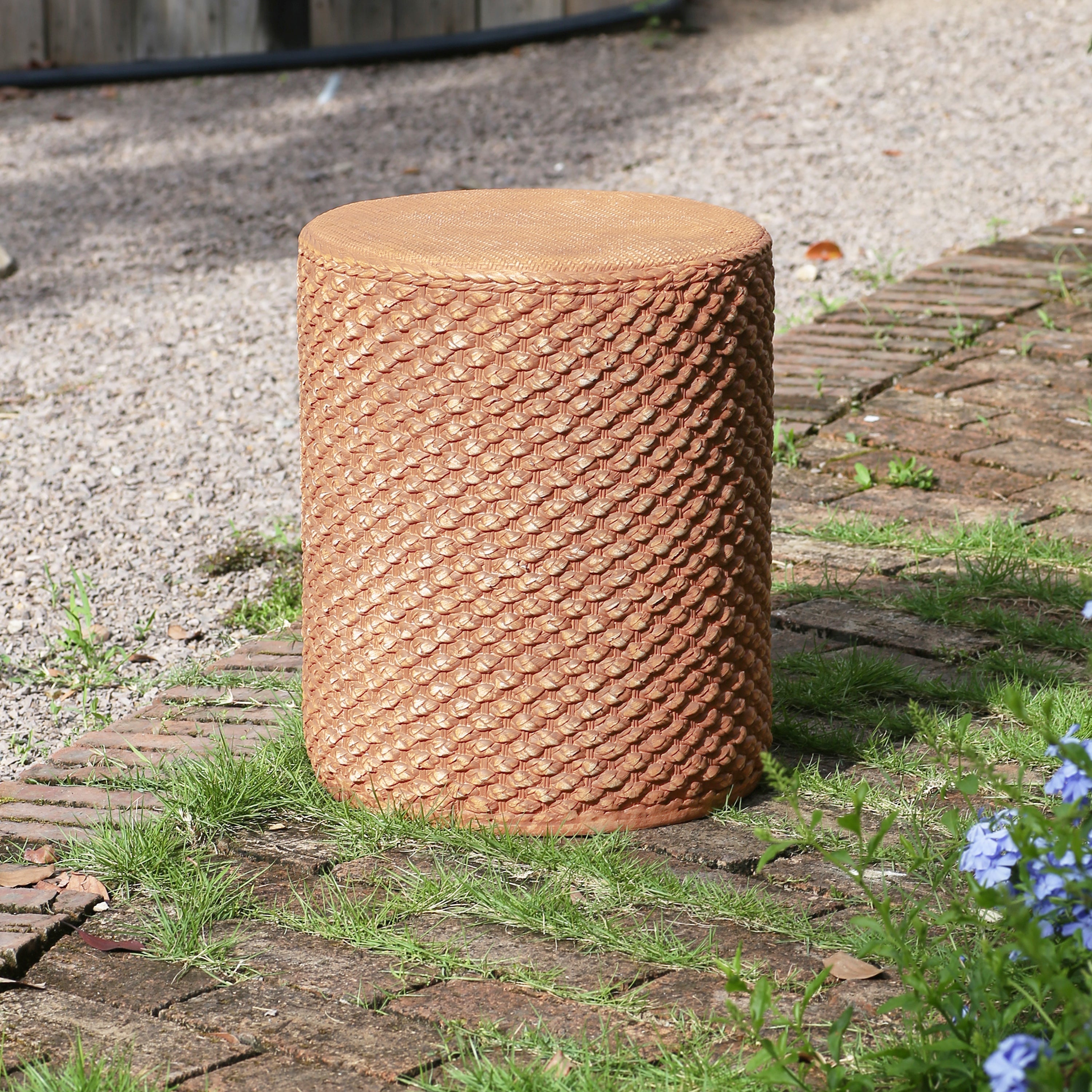 Evie Outdoor Patio Round MGO Side Table Brown