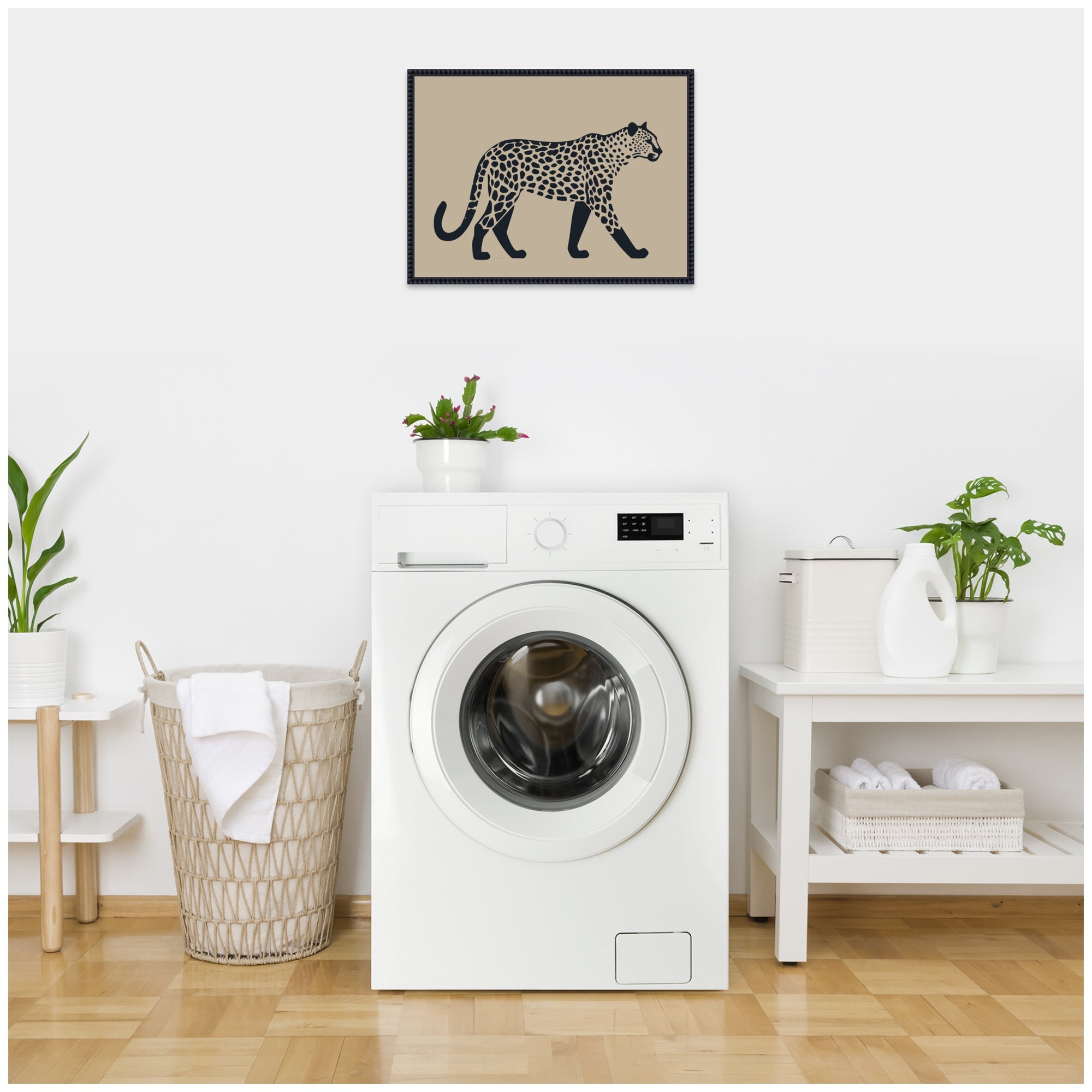 Modern Linocut Leopard 2 by The Creative Bunch Studio Framed Canvas Wall Art Print