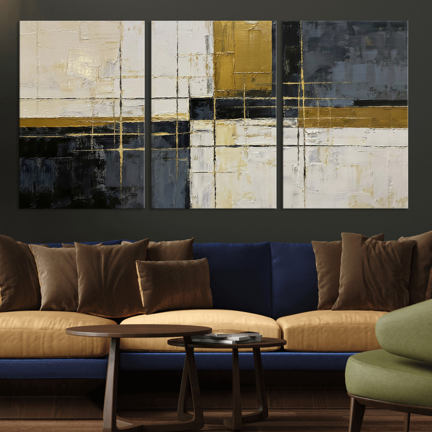Abstract Gold and Black Wall Art Canvas Print – Modern